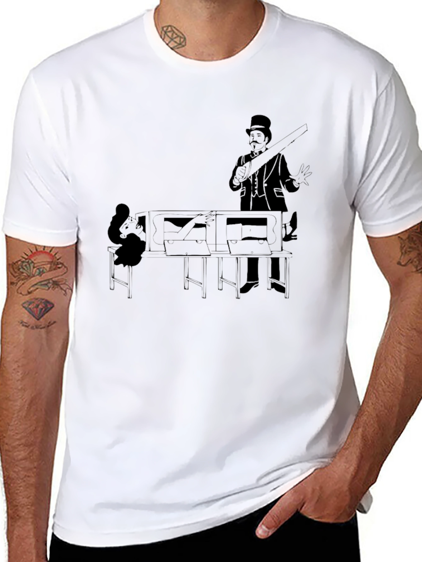 Magicians Saw T-Shirt - Classic Illusion Tee
