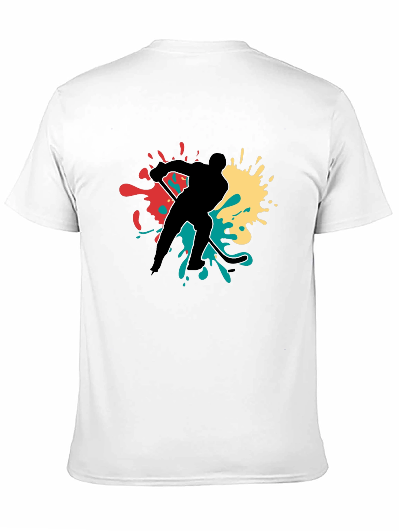 Hockey Player Splash Graphic Tee - Black