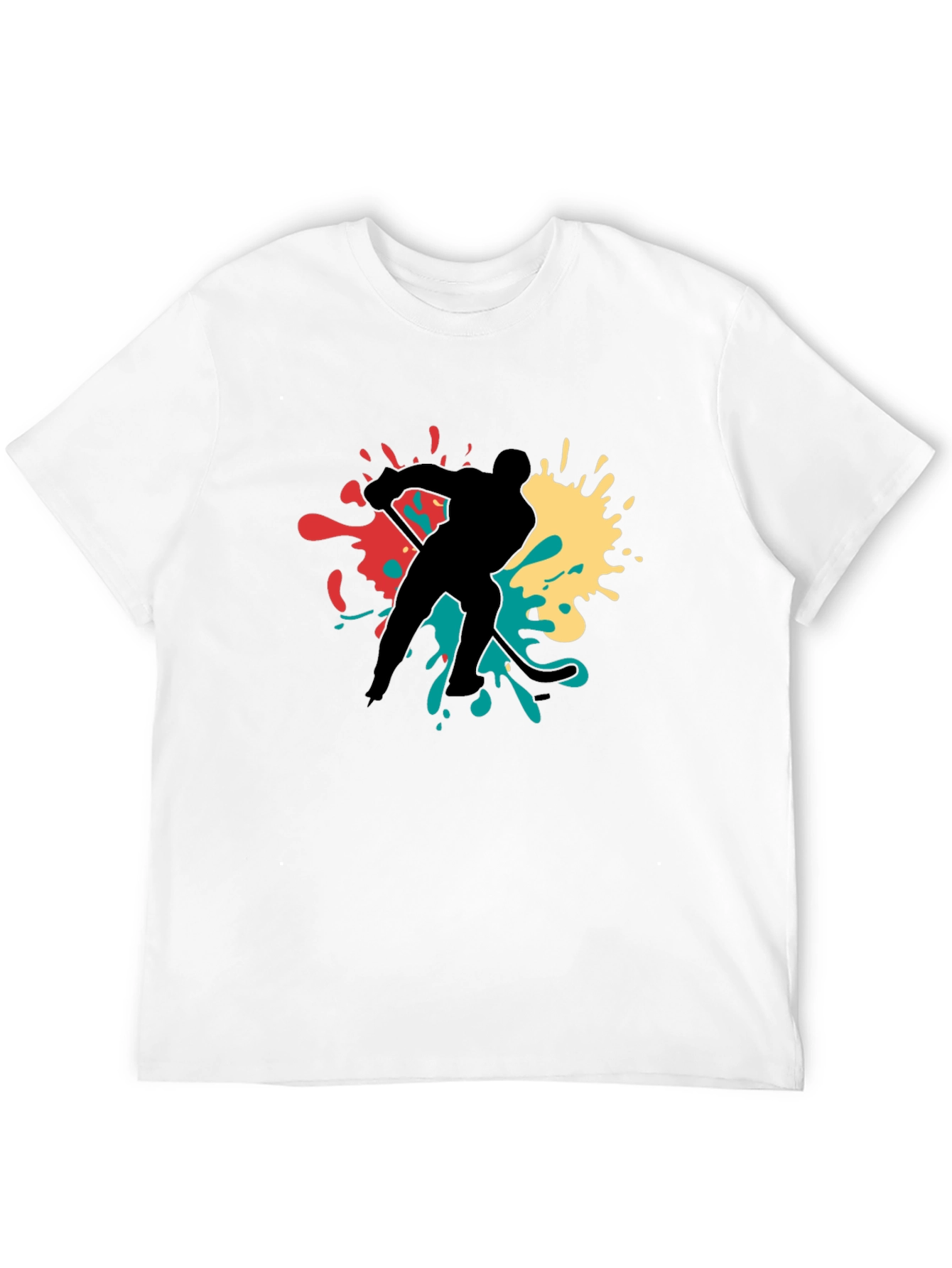 Hockey Player Splash Graphic Tee - Black