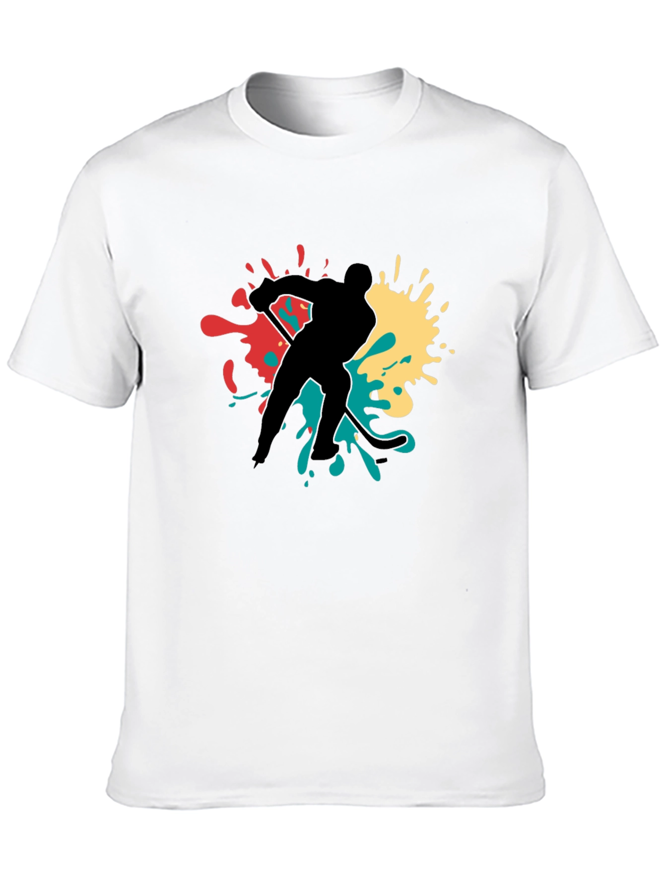 Hockey Player Splash Graphic Tee - Black
