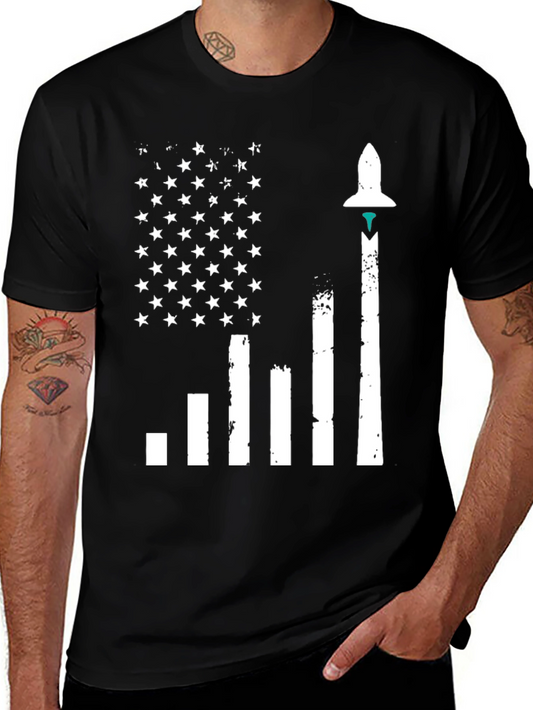 Rocket Launch American Flag Graphic Tee