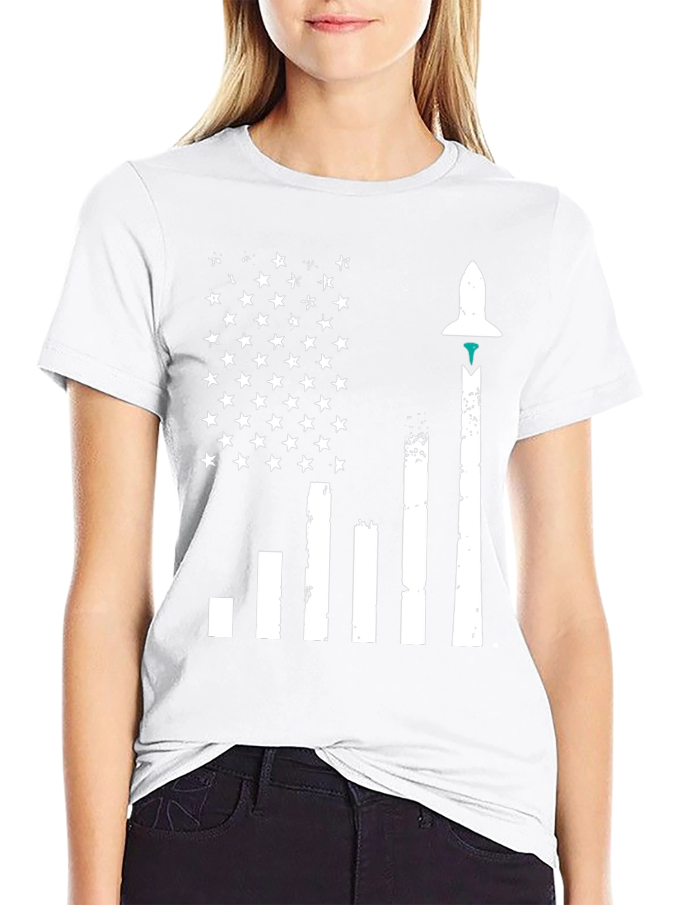 Rocket Launch American Flag Graphic Tee