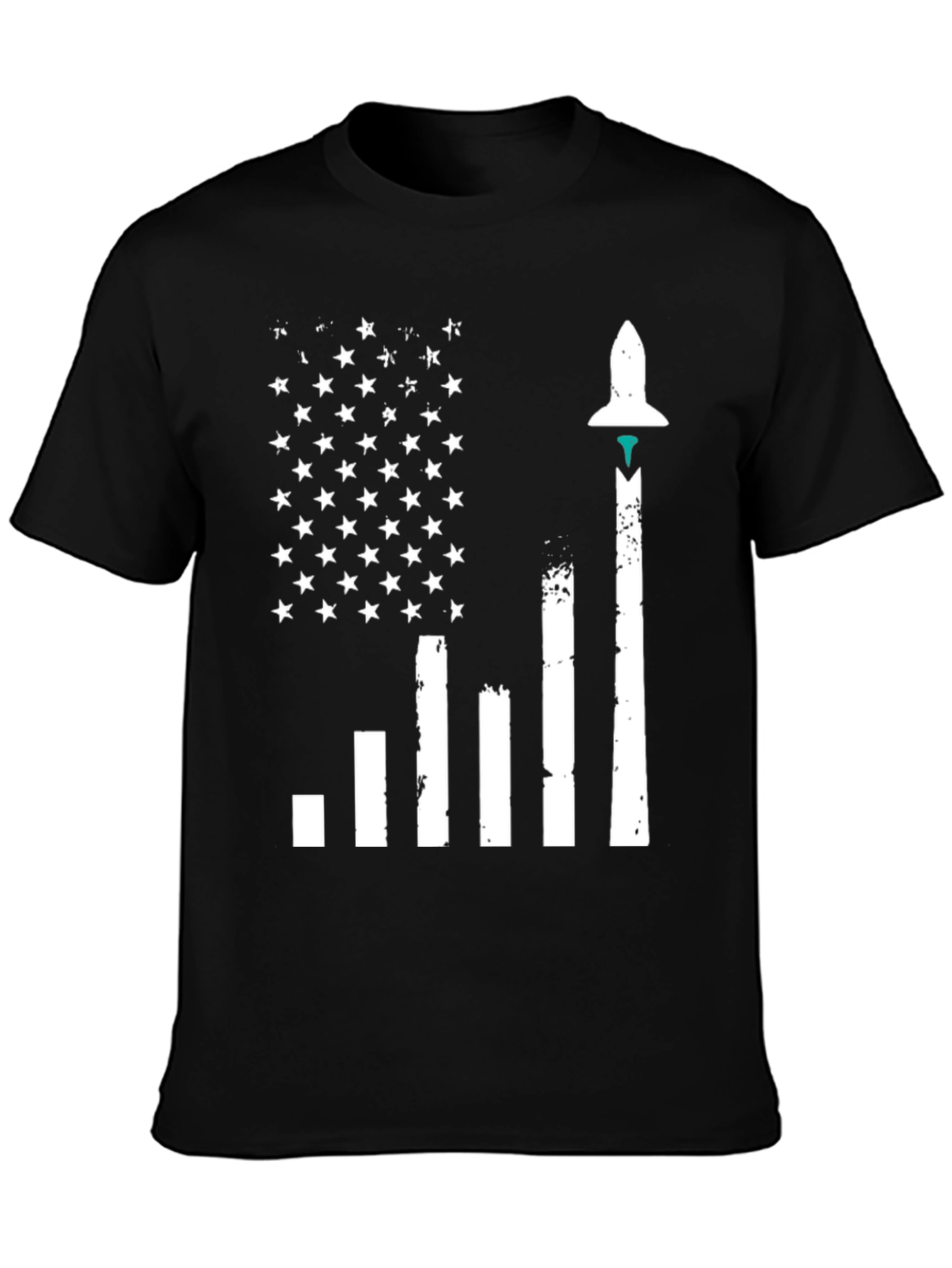 Rocket Launch American Flag Graphic Tee