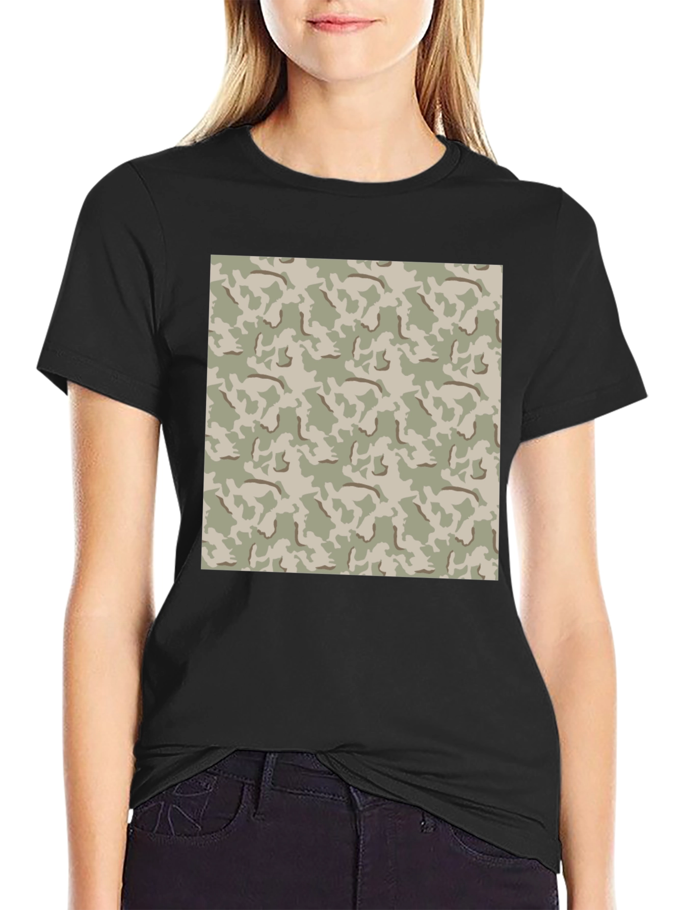 Camouflage Pattern Black T-Shirt
