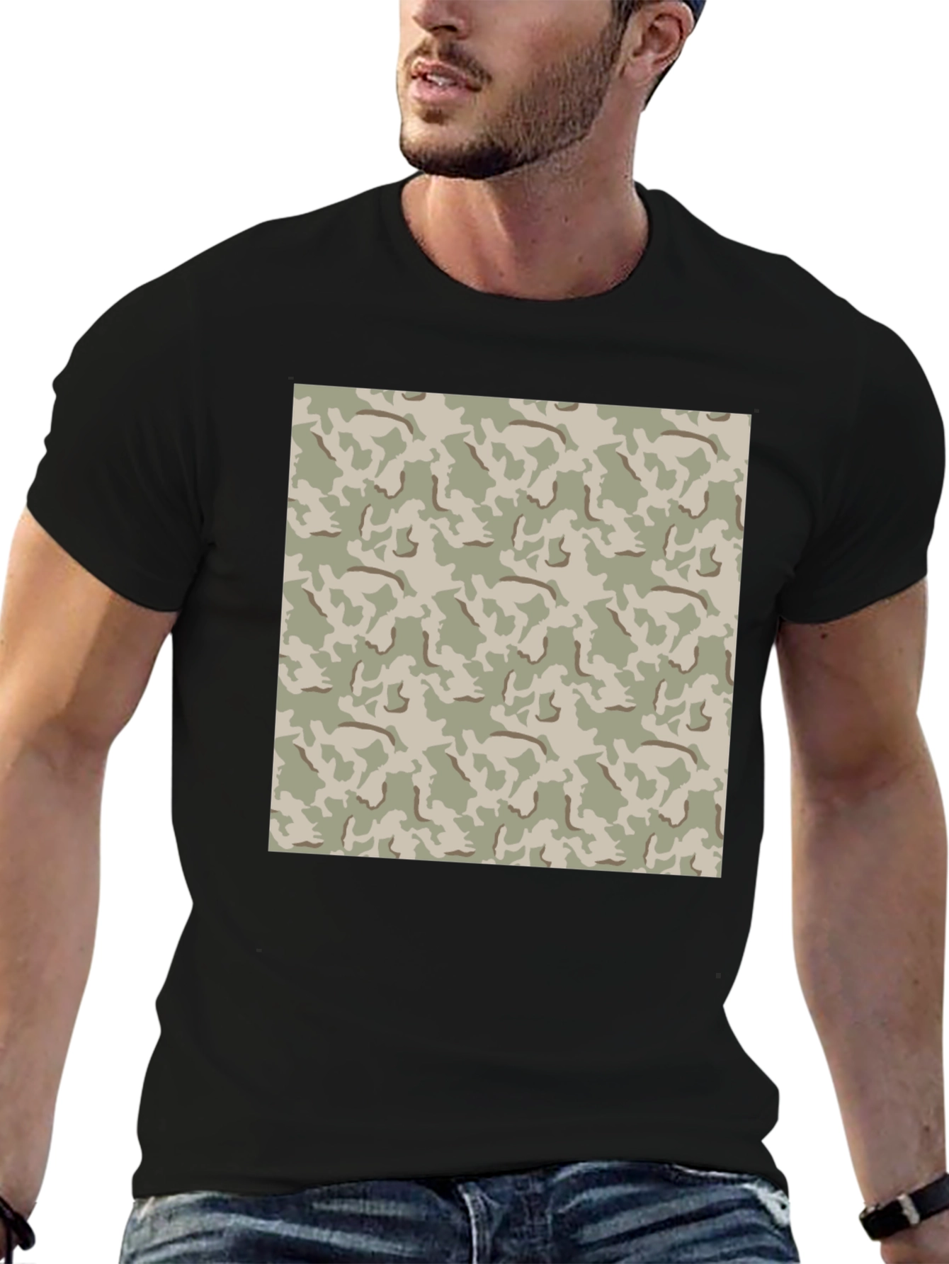 Camouflage Pattern Black T-Shirt