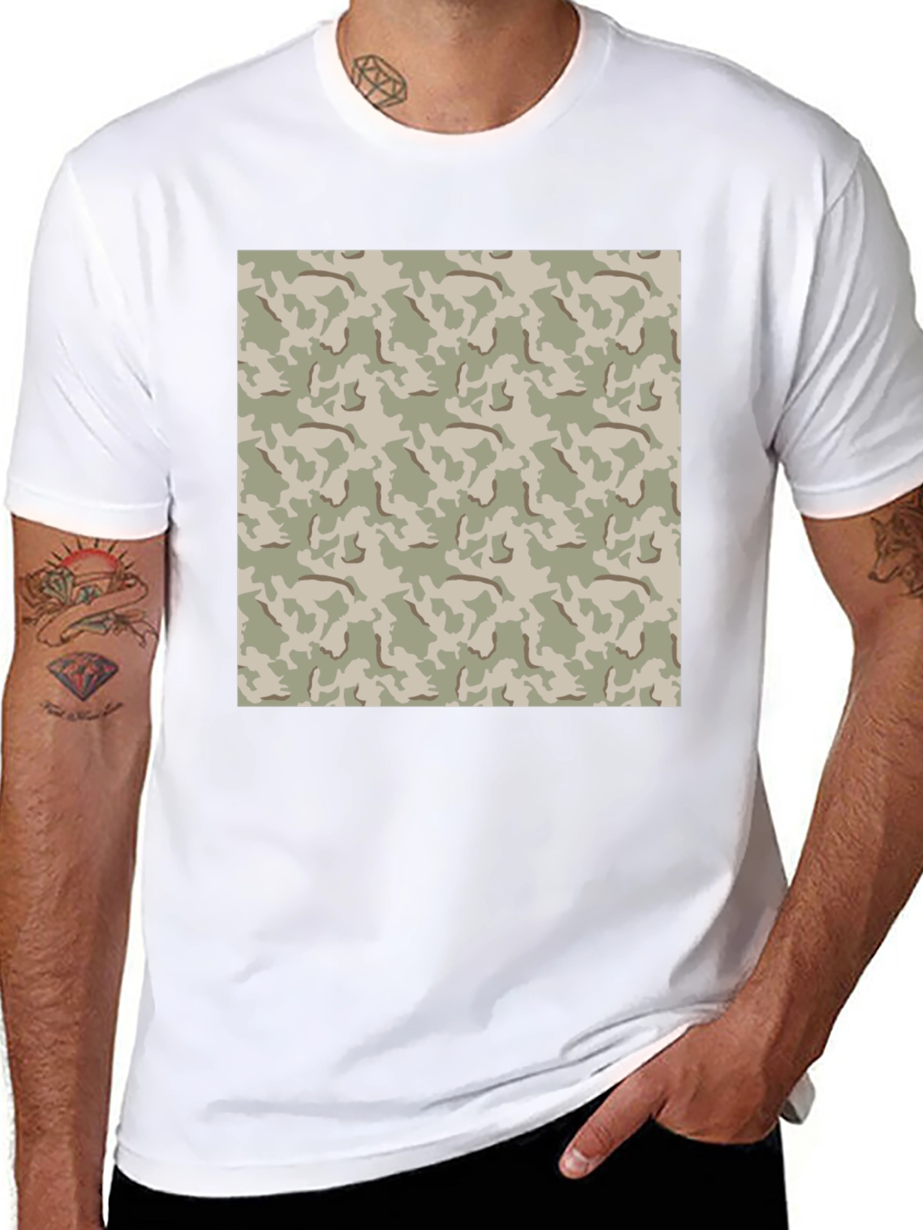 Camouflage Pattern Black T-Shirt