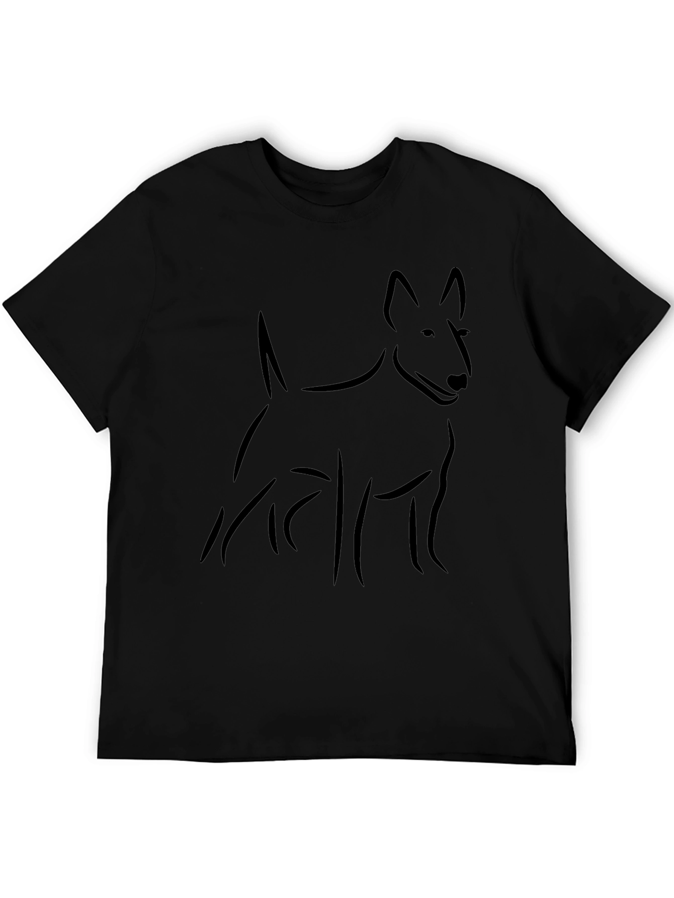 Black Bull Terrier Dog Outline T-Shirt
