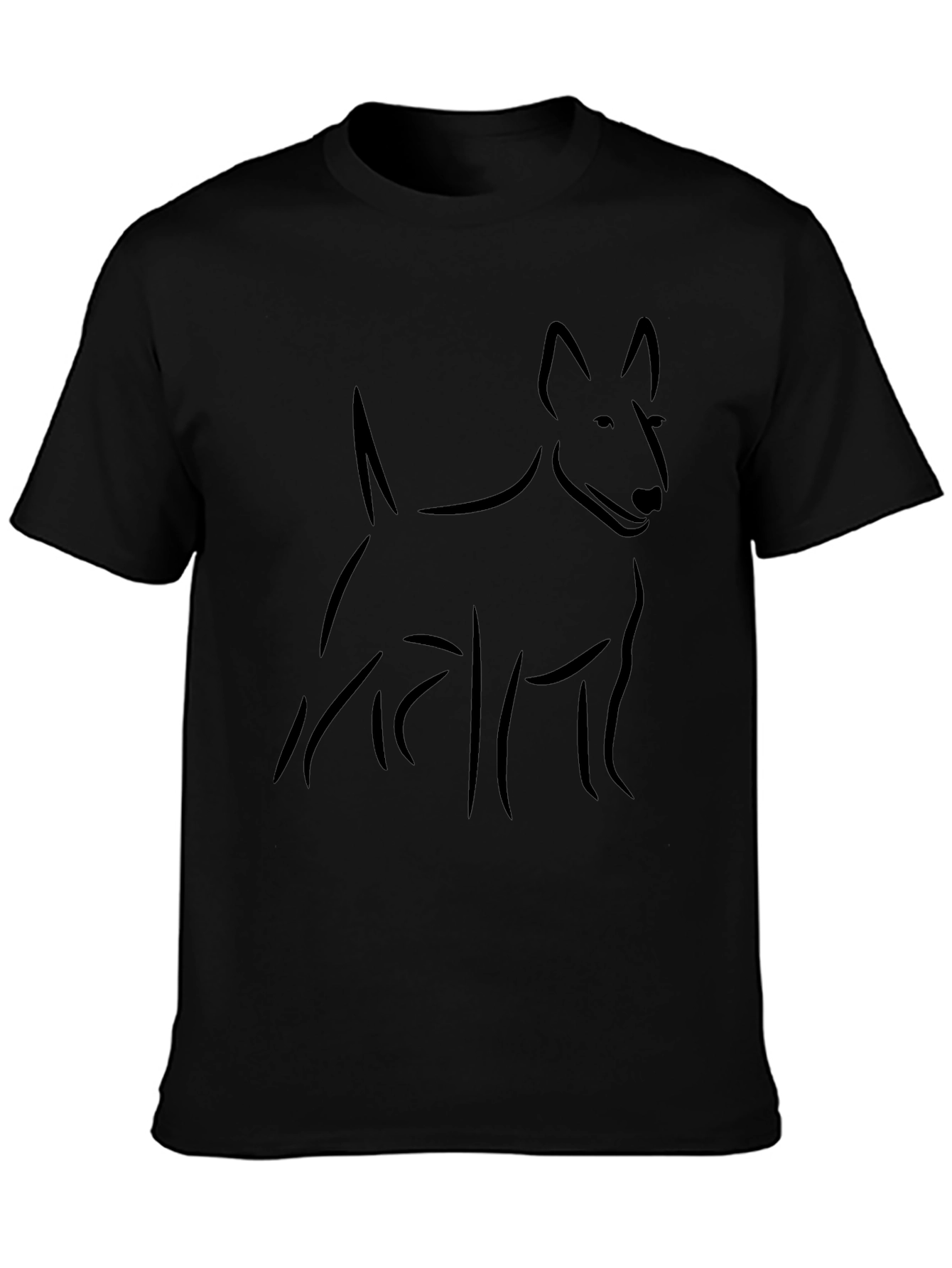 Black Bull Terrier Dog Outline T-Shirt