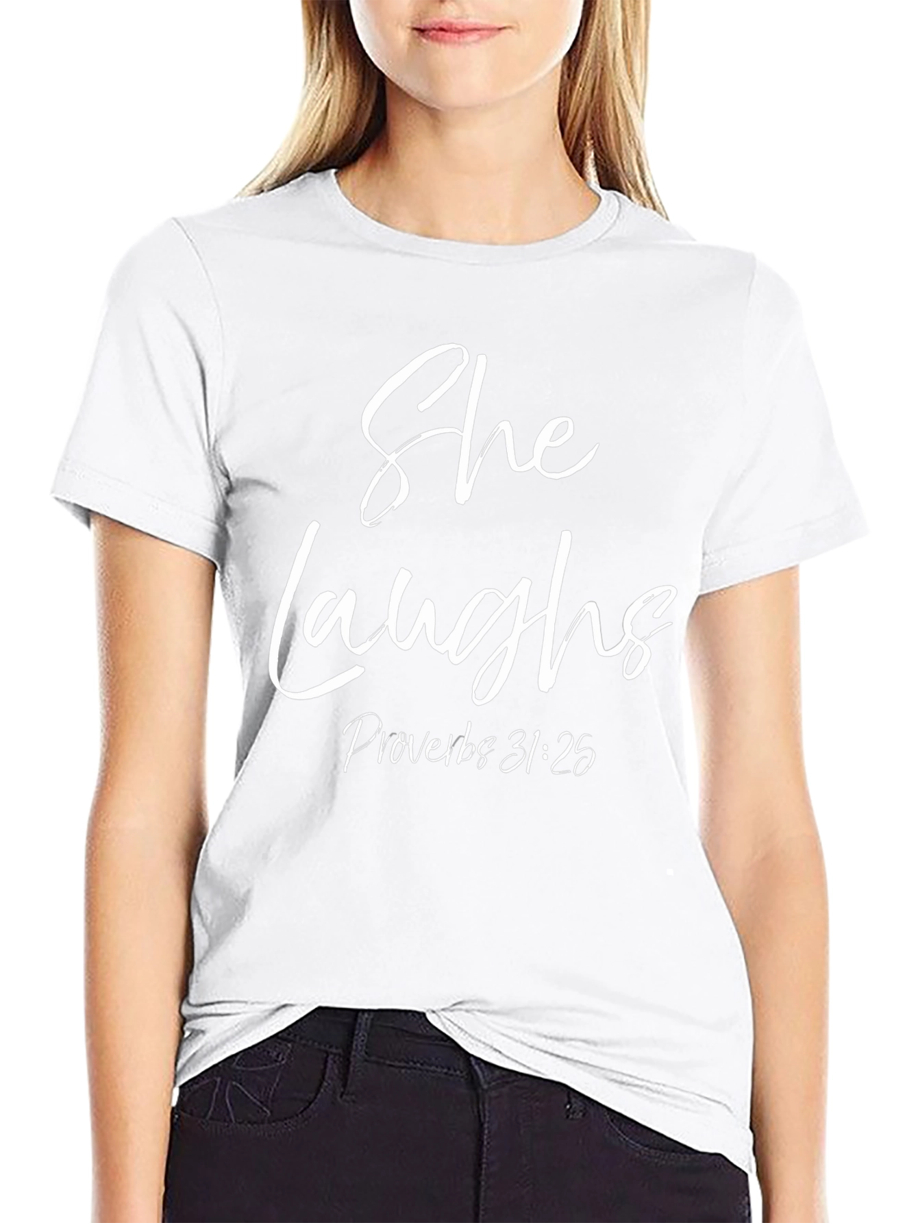 She Laughs Proverbs 31:25 Black T-Shirt
