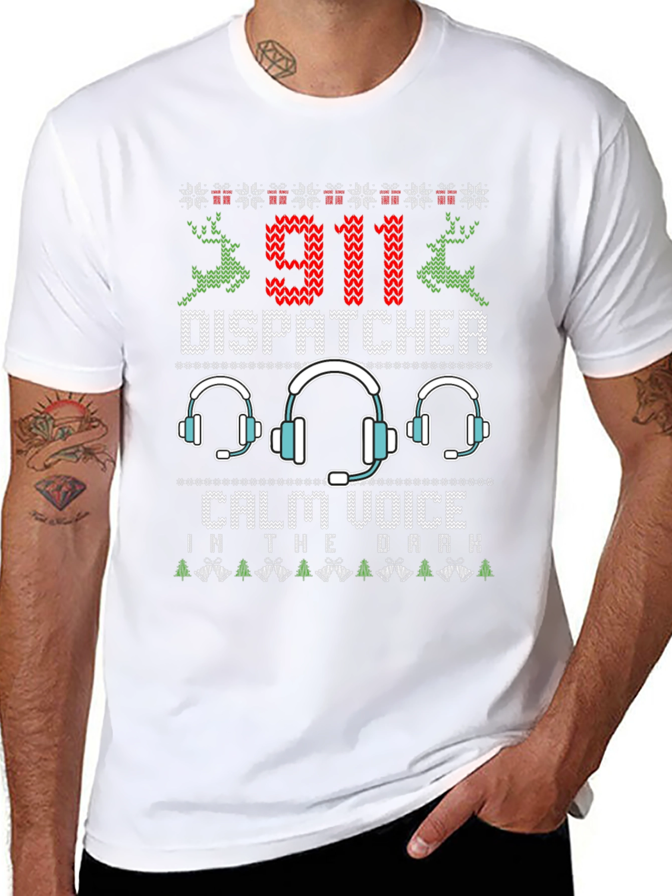 911 Dispatcher Ugly Christmas T-Shirt