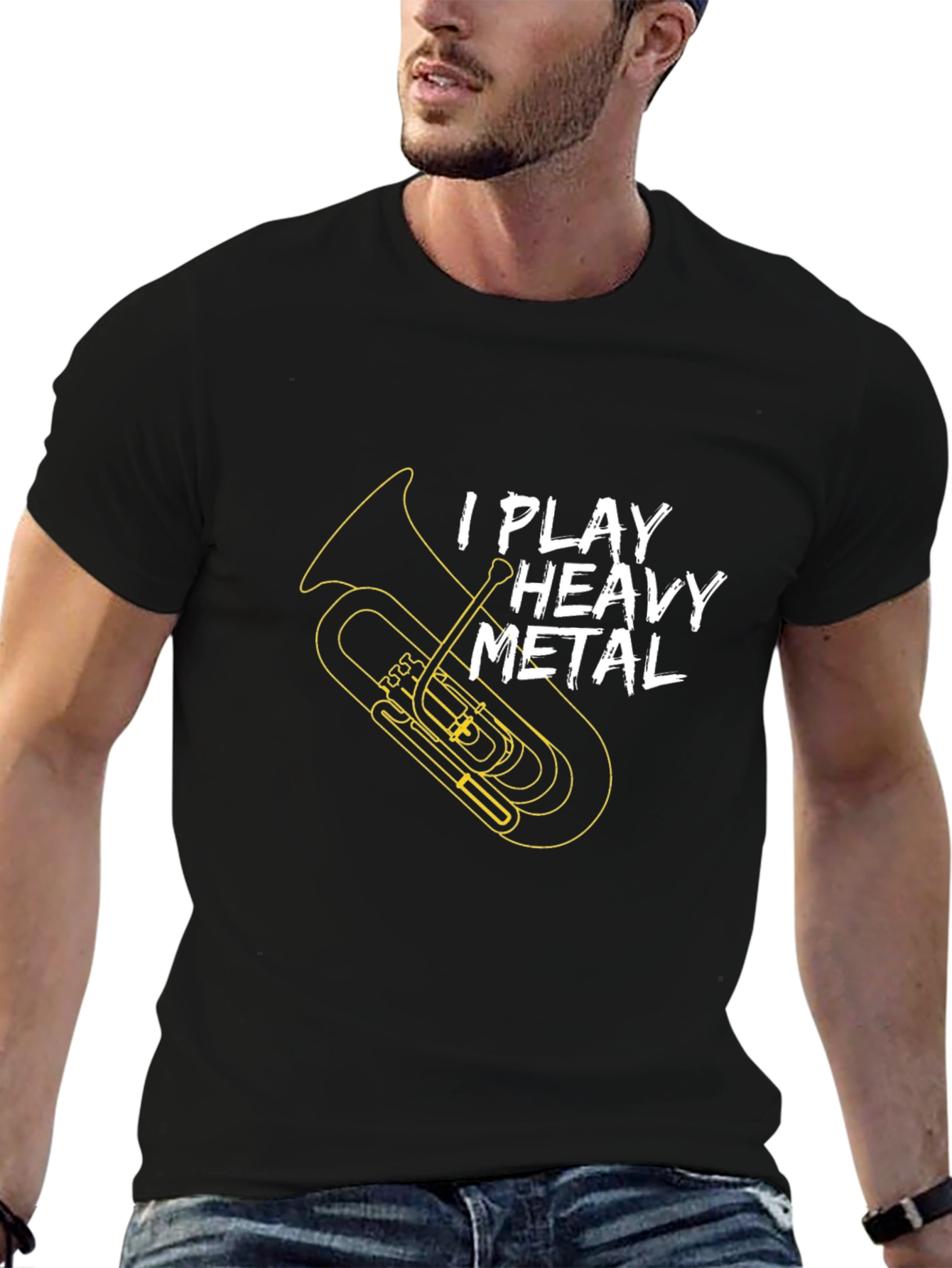 Heavy Metal Tuba Player Black T-Shirt
