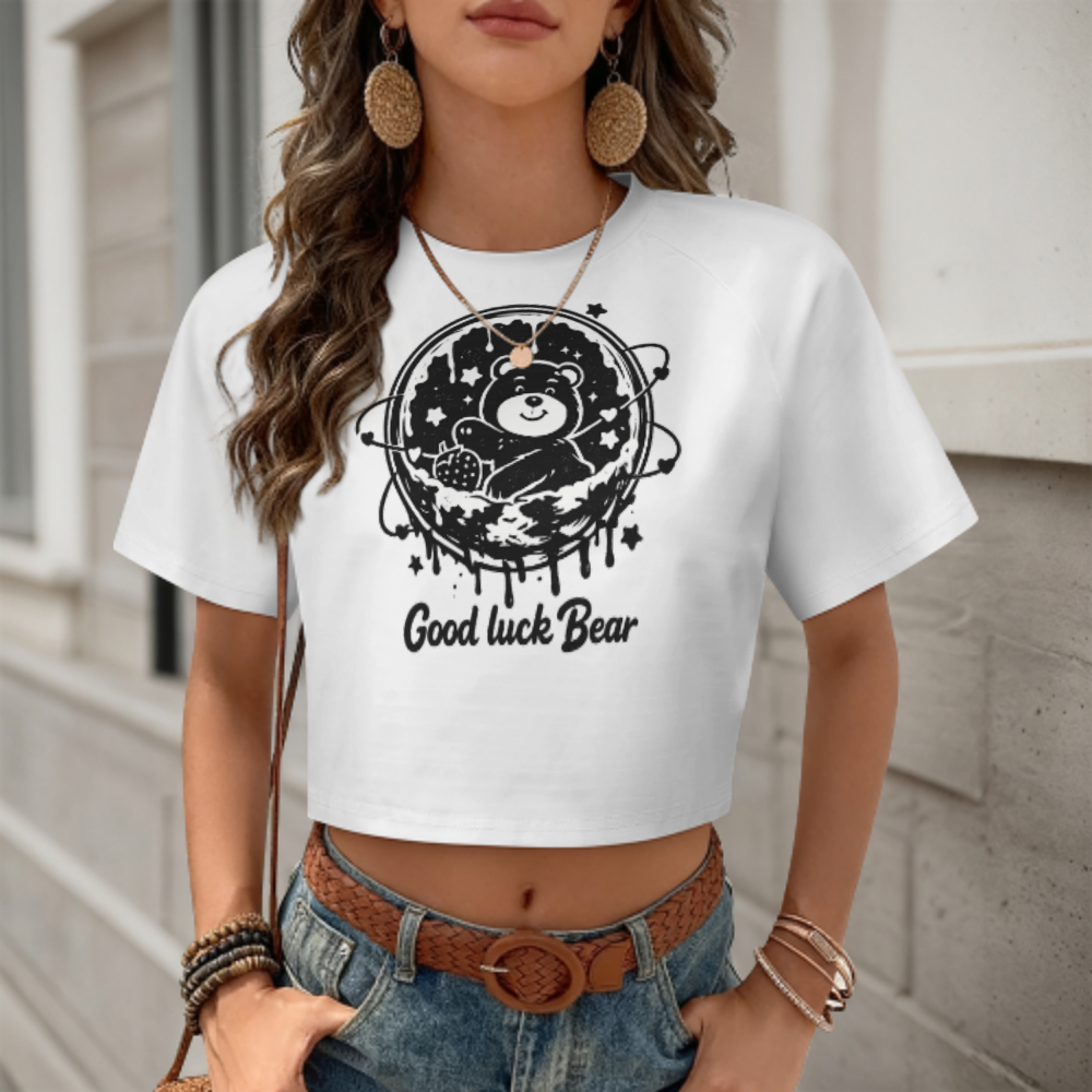 Good Luck Bear Shirt – Cute Kawaii Space Bear Graphic Tee(z1125)