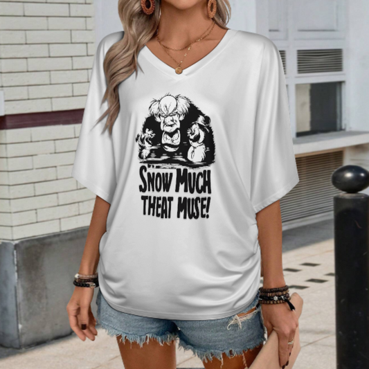 Snow Much Theat Muse – Funny Winter Cartoon Graphic T-Shirt(z1089)