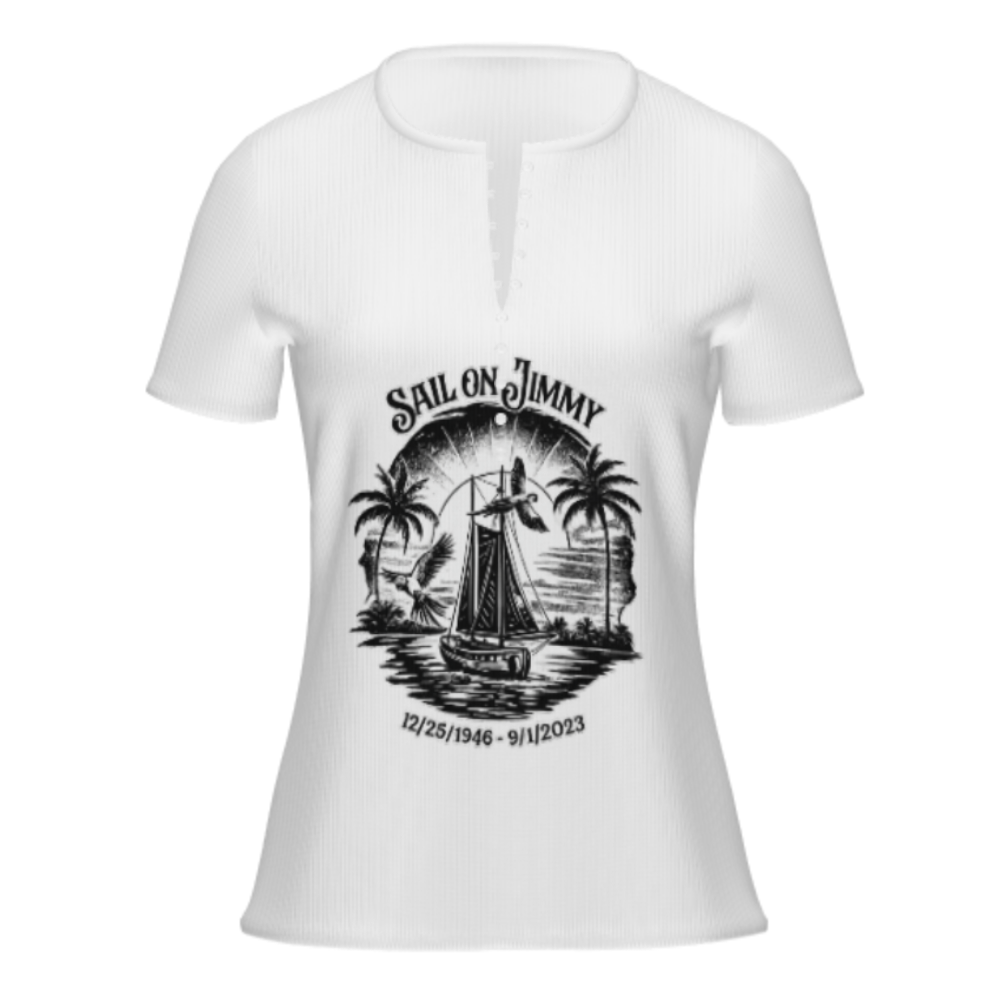 Sail On Jimmy Memorial Sailboat Graphic T-Shirt – Tropical Tribute Design(z1109)