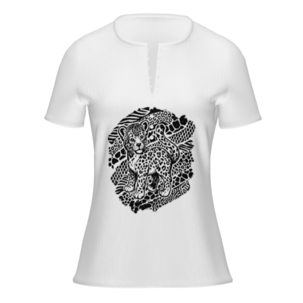 Wild Leopard Monochrome T-Shirt – Vector Style(z1110)