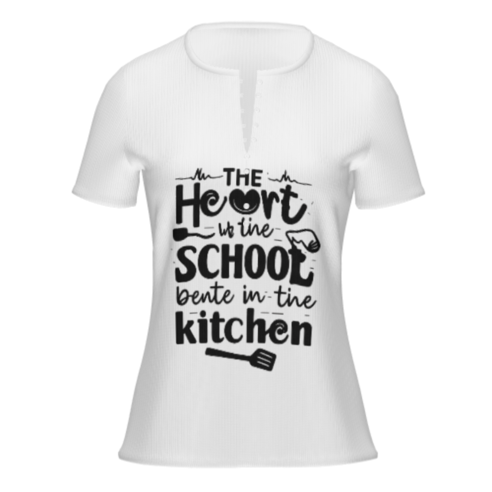 The Heart of the School Beats in the Kitchen Graphic T-Shirt | Cafeteria Staff Appreciation Tee(z1106)