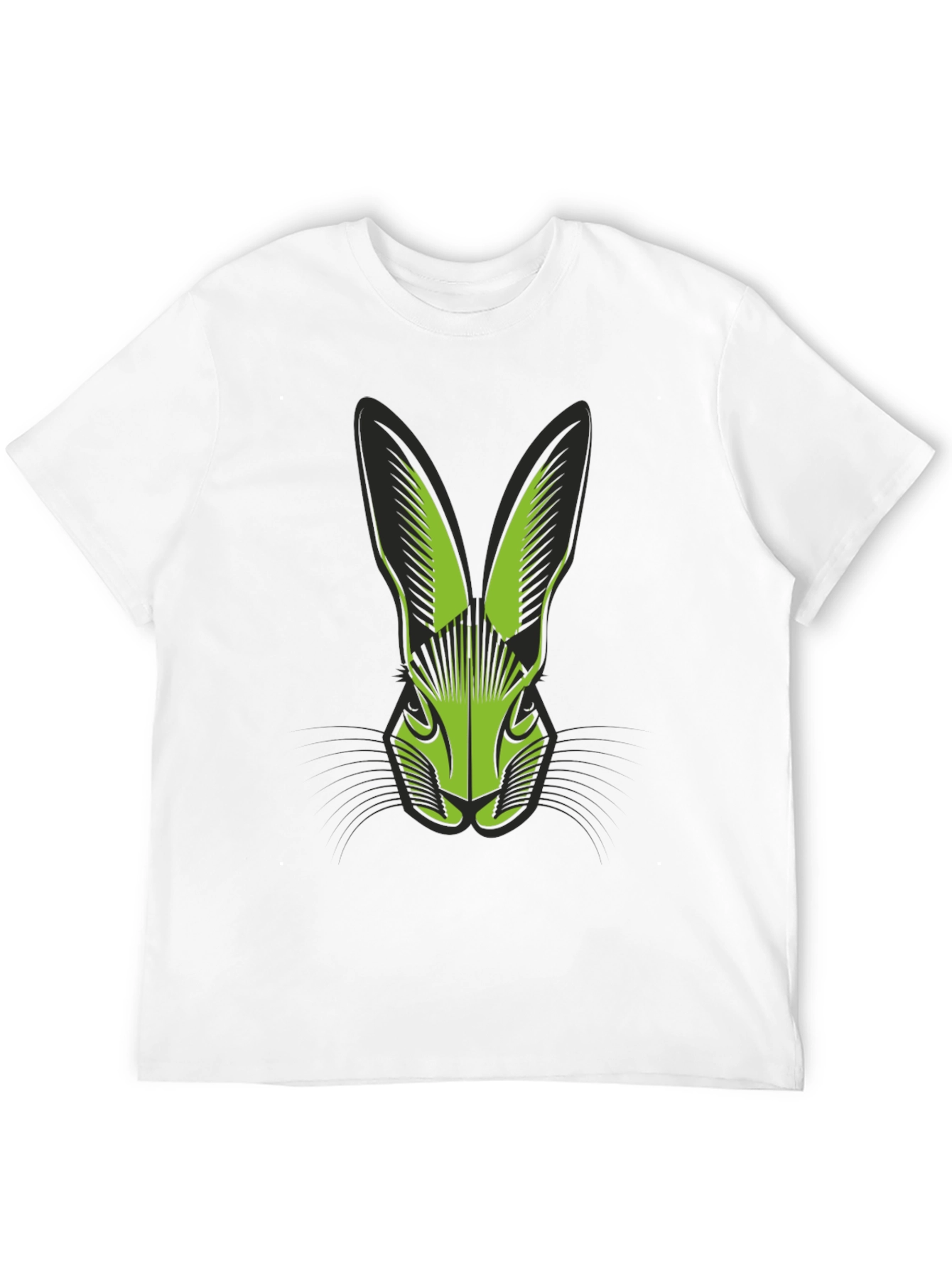 Black T-Shirt with Green Rabbit Head Graphic