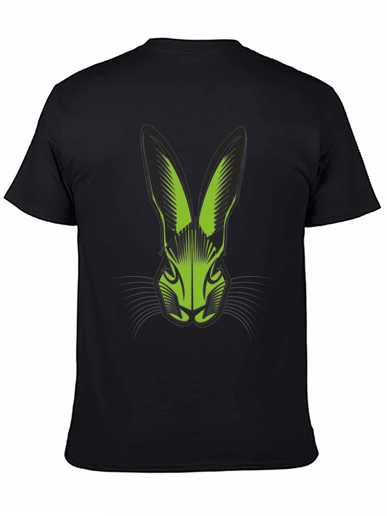 Black T-Shirt with Green Rabbit Head Graphic