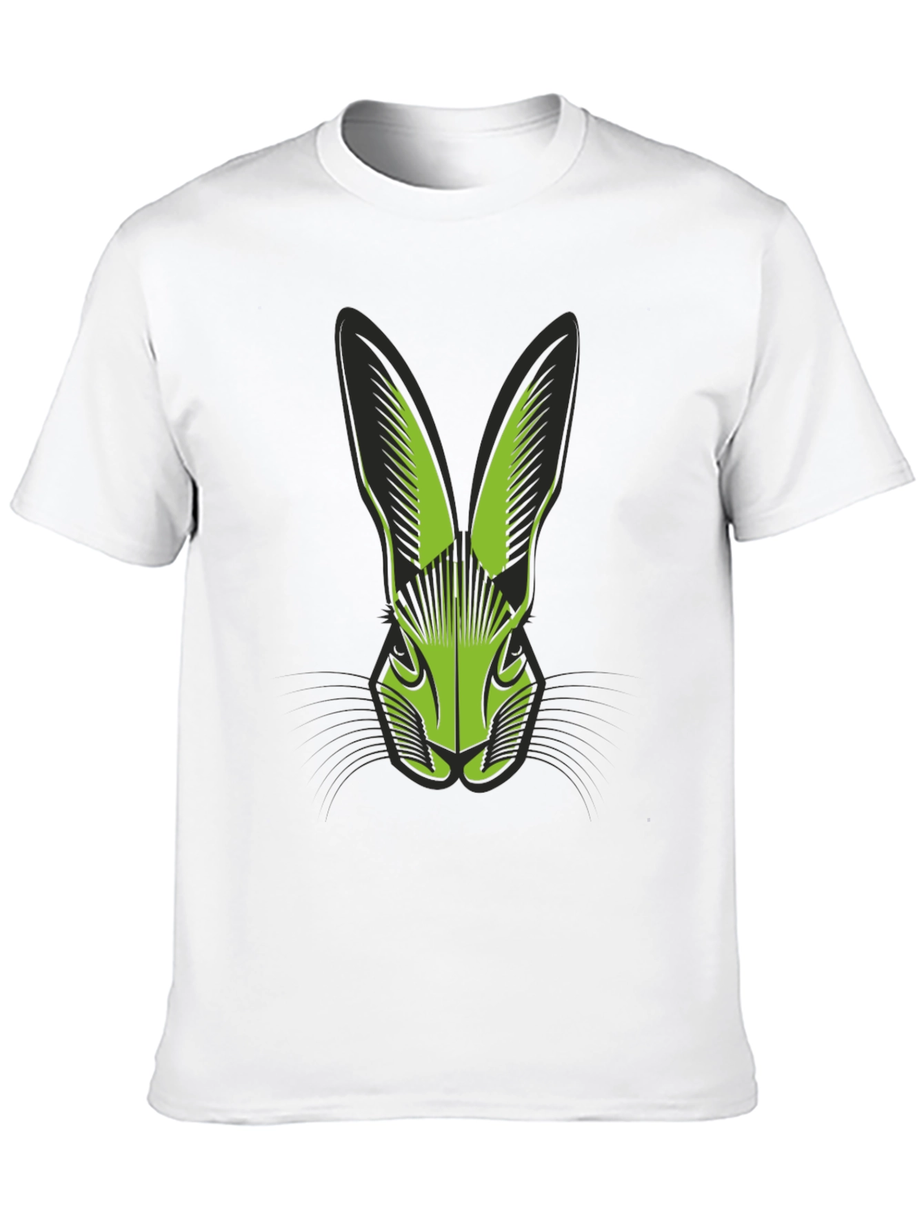Black T-Shirt with Green Rabbit Head Graphic