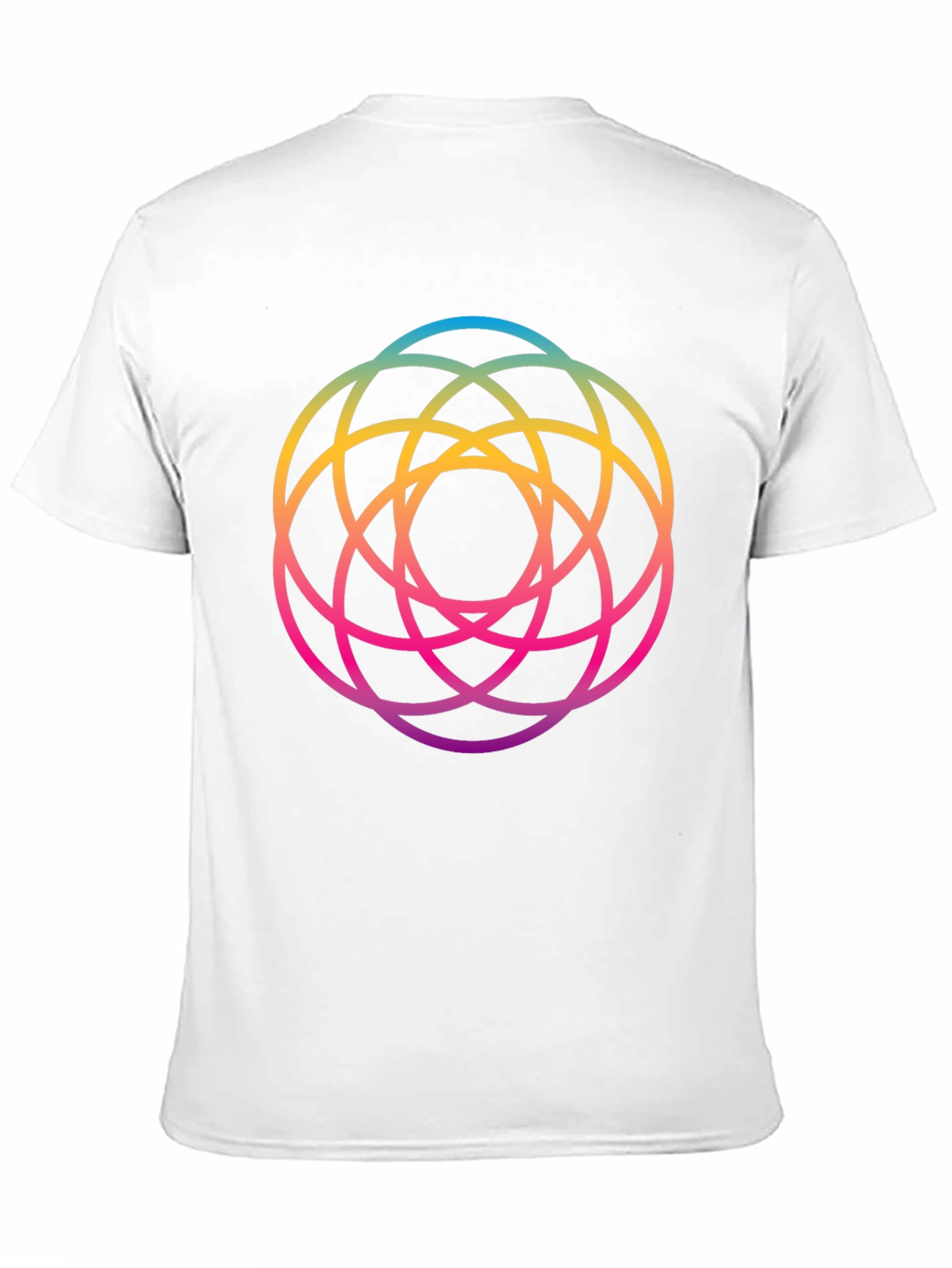 Geometric Circle Rainbow Gradient Mens Black T-Shirt