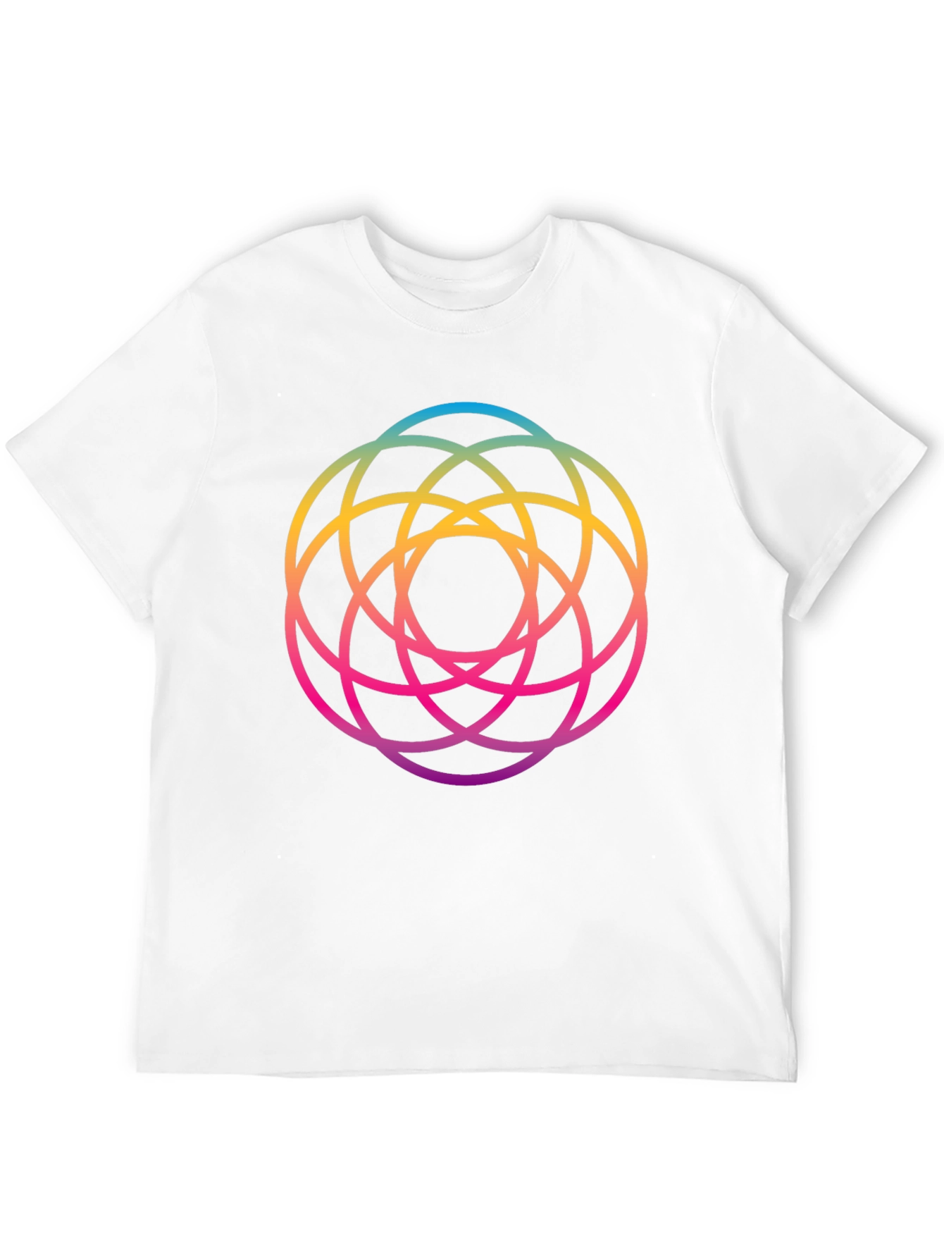 Geometric Circle Rainbow Gradient Mens Black T-Shirt