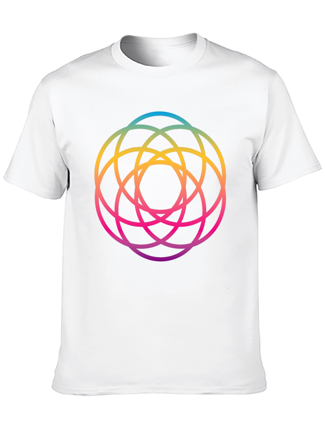 Geometric Circle Rainbow Gradient Mens Black T-Shirt