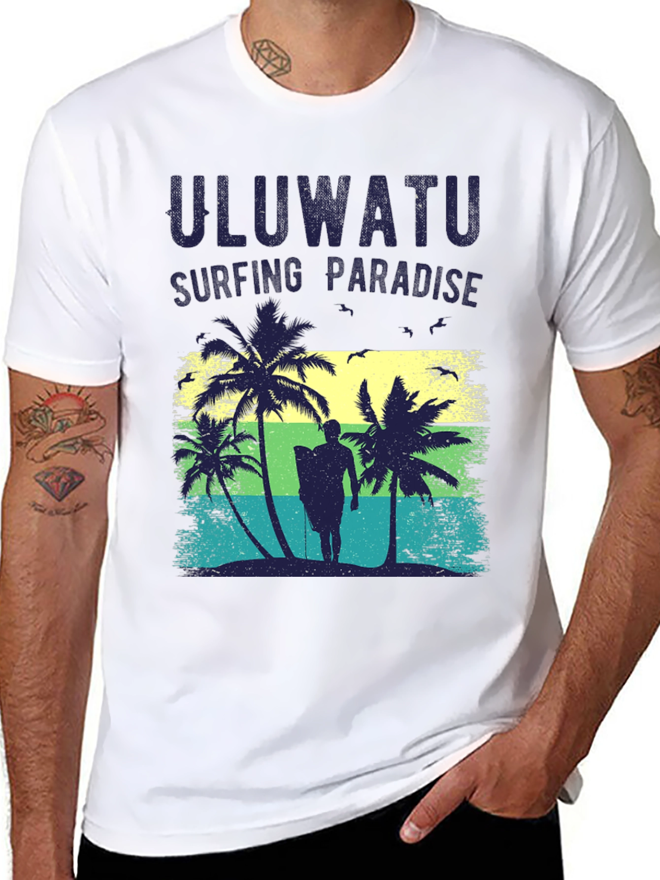 Uluwatu Surfing Paradise T-Shirt - Tropical Graphic Tee