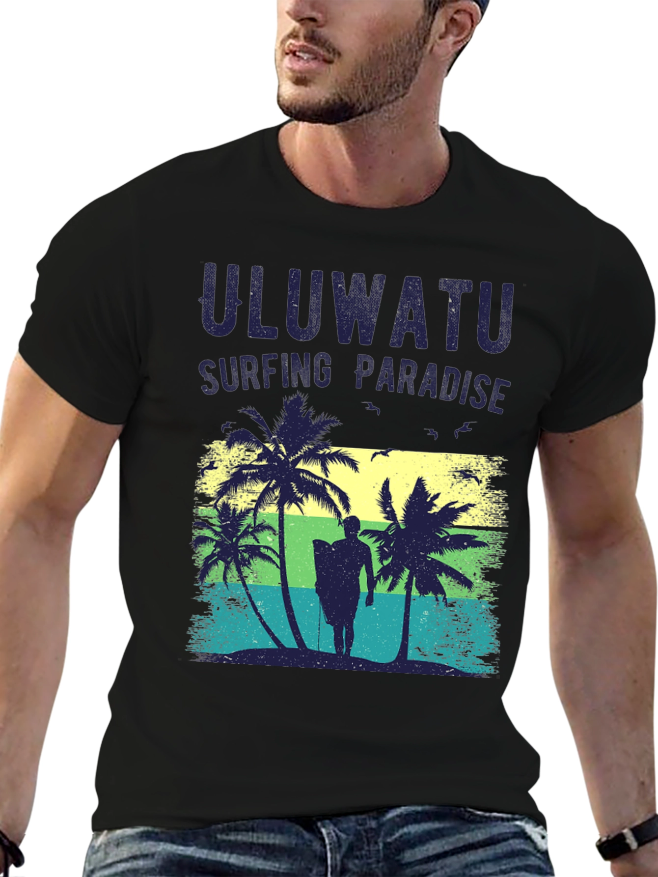 Uluwatu Surfing Paradise T-Shirt - Tropical Graphic Tee