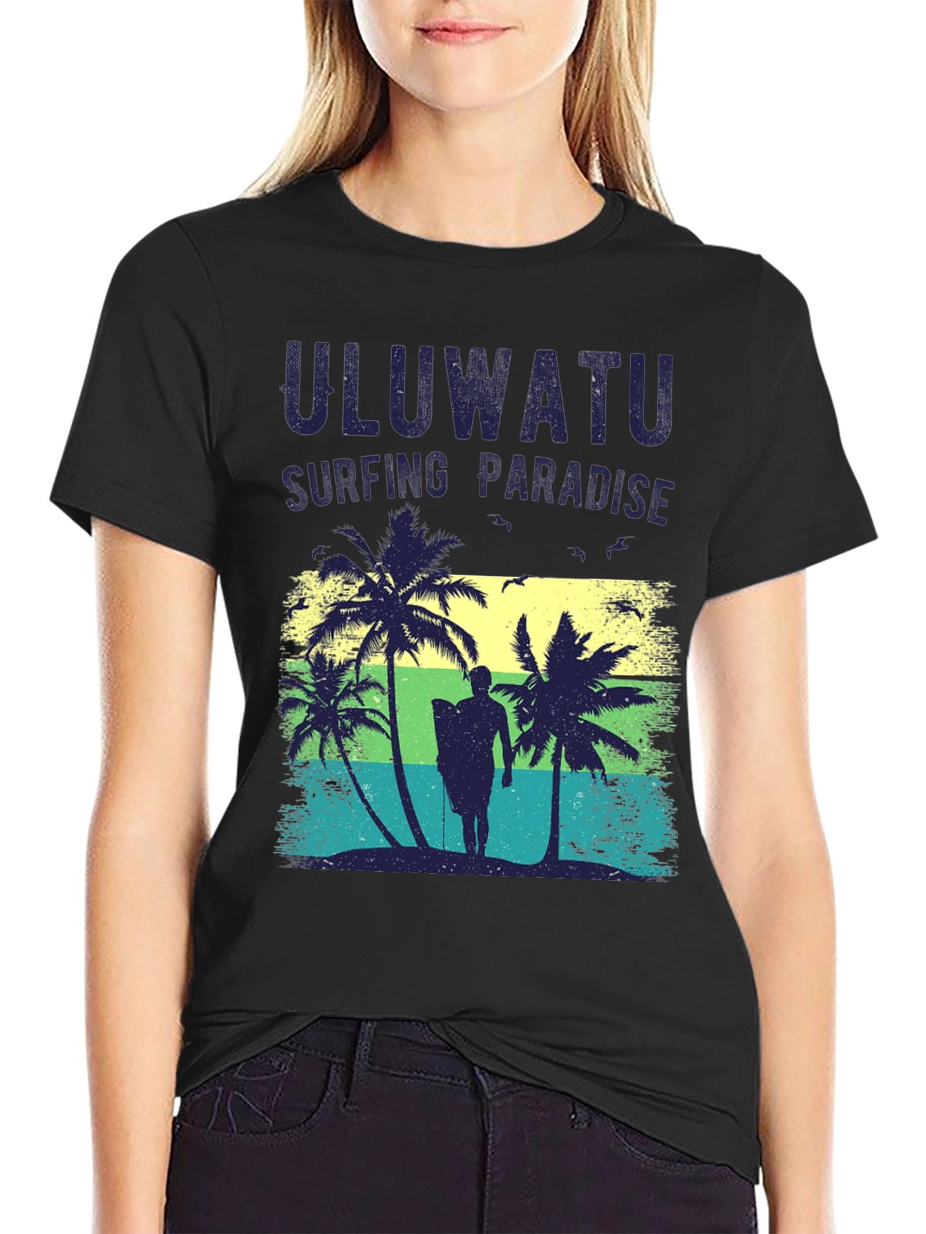 Uluwatu Surfing Paradise T-Shirt - Tropical Graphic Tee