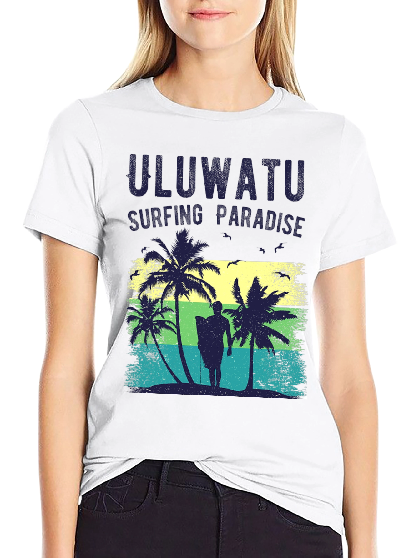Uluwatu Surfing Paradise T-Shirt - Tropical Graphic Tee