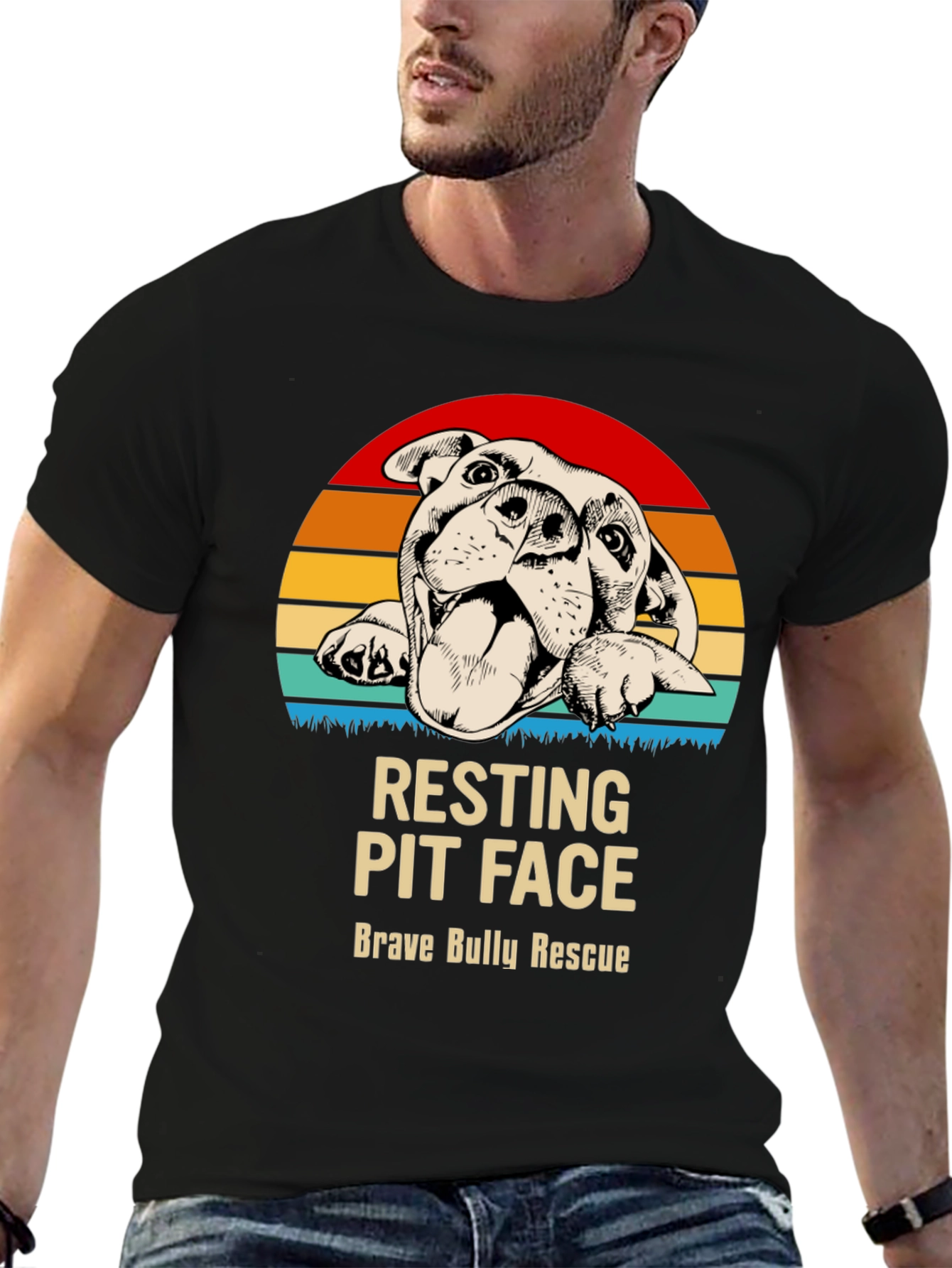Resting Pit Face T-Shirt - Brave Bully Rescue