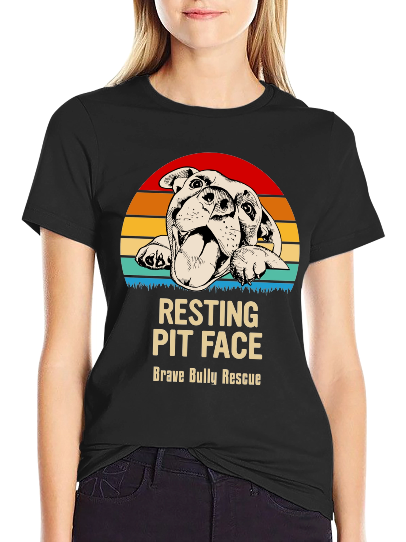 Resting Pit Face T-Shirt - Brave Bully Rescue