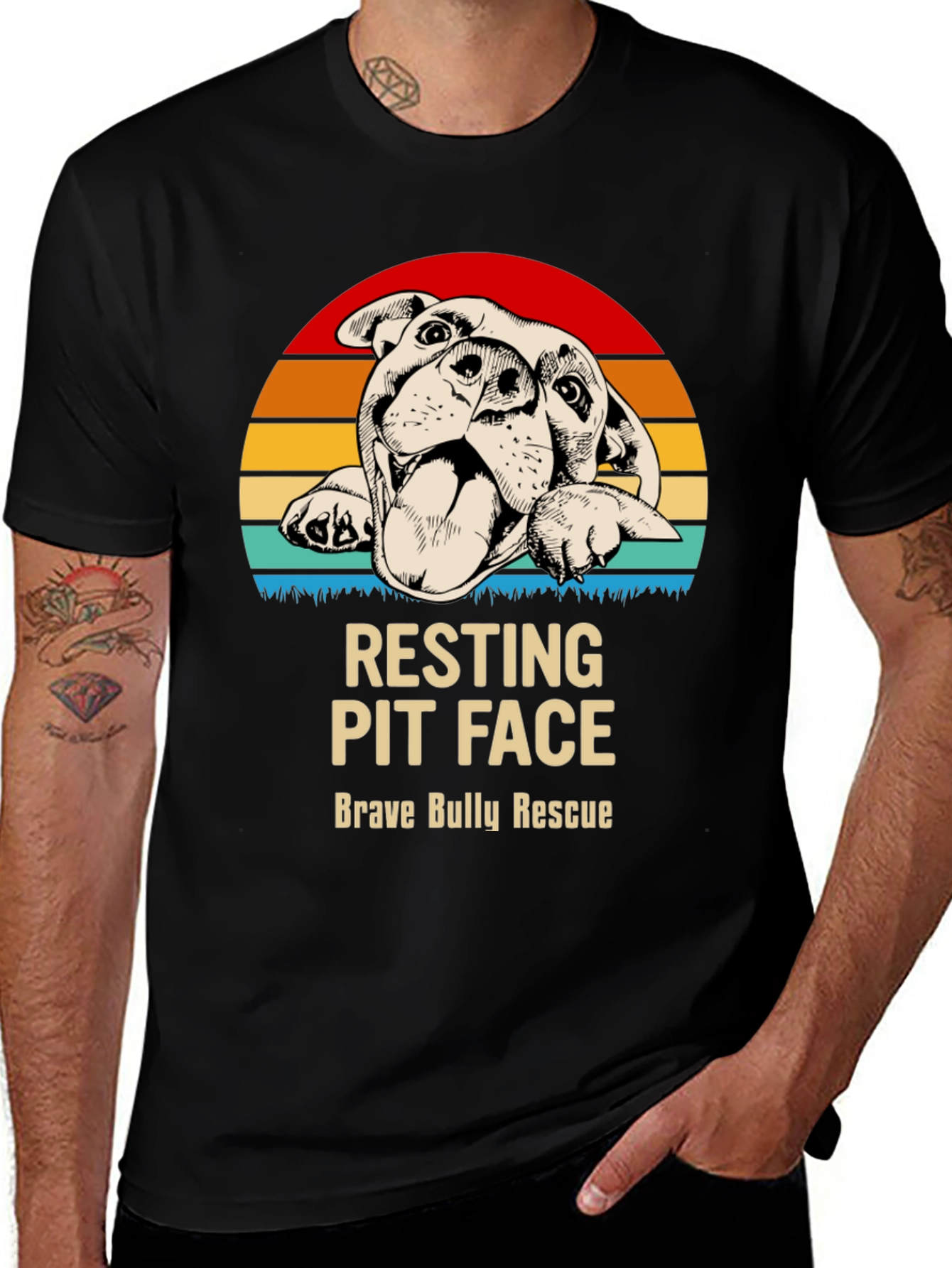 Resting Pit Face T-Shirt - Brave Bully Rescue