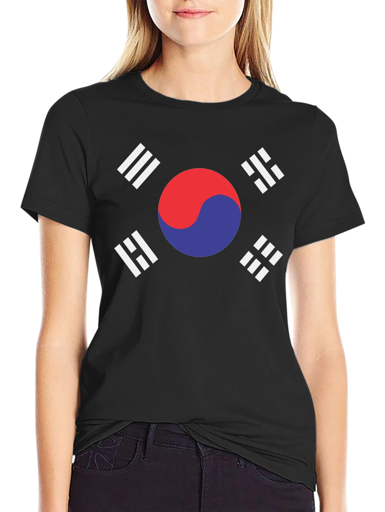 South Korea Flag Graphic T-Shirt - Black