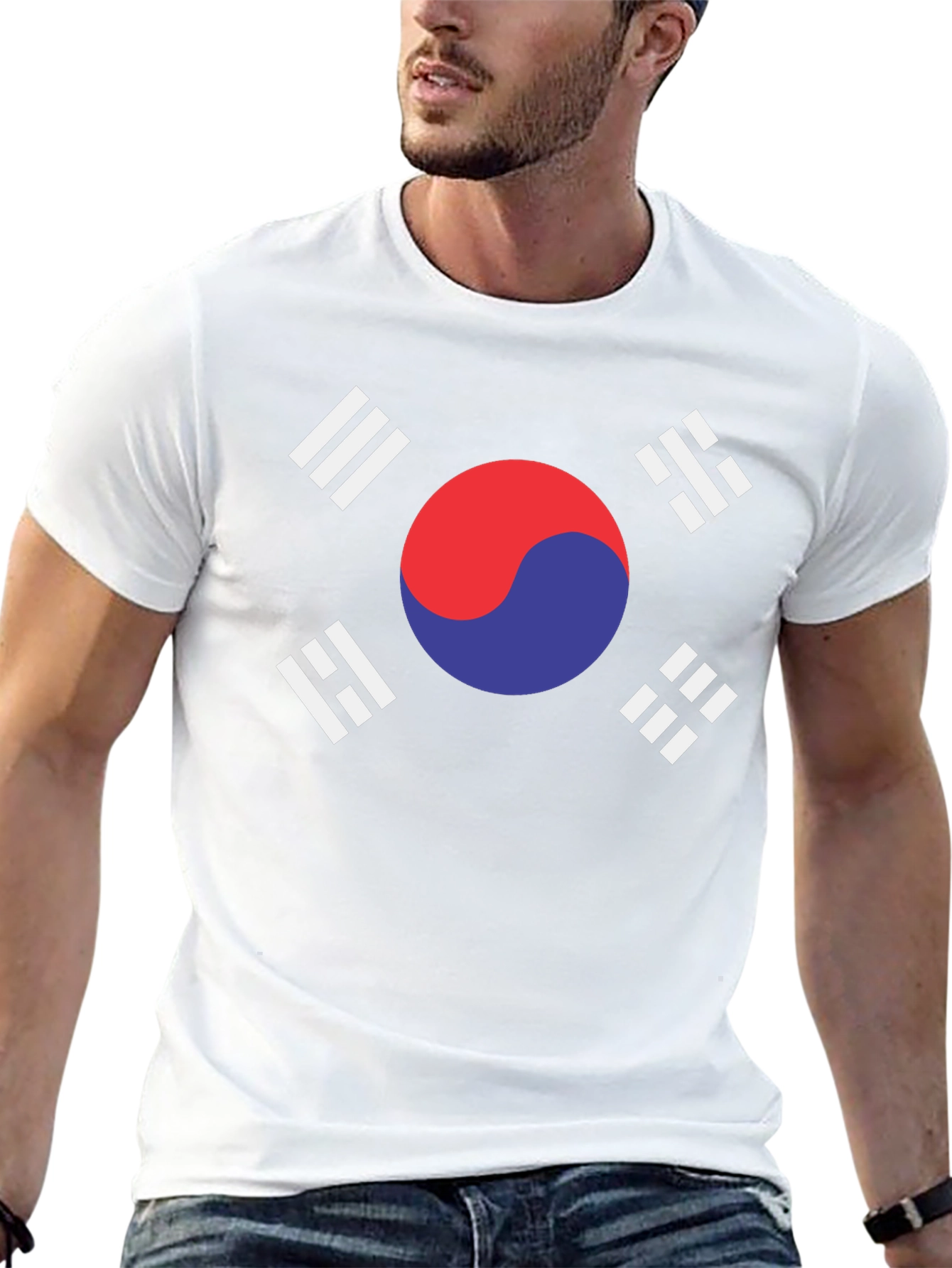 South Korea Flag Graphic T-Shirt - Black