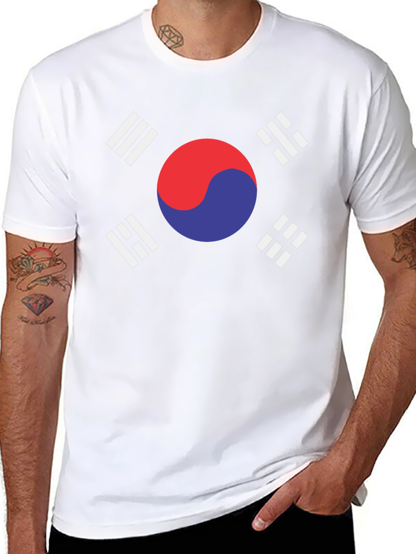 South Korea Flag Graphic T-Shirt - Black