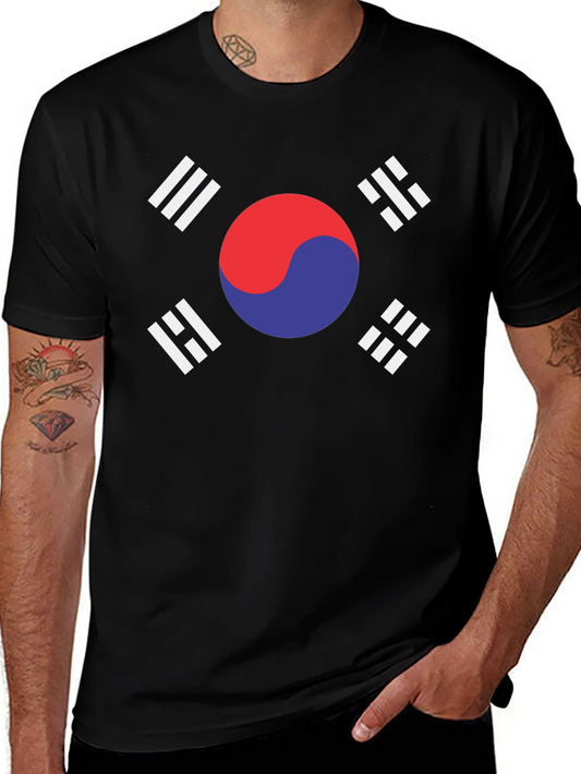 South Korea Flag Graphic T-Shirt - Black