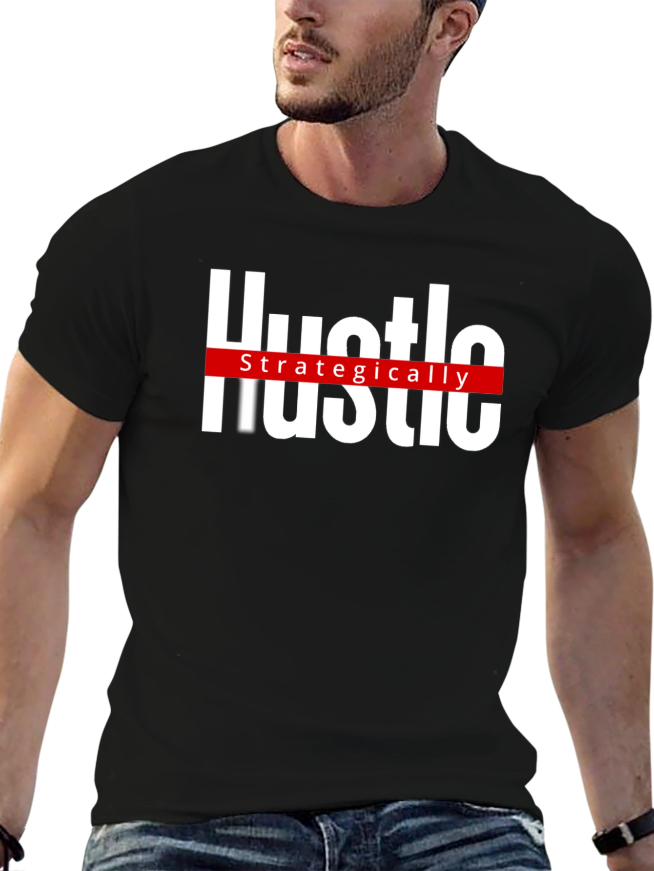 Hustle Strategically Black Graphic Tee