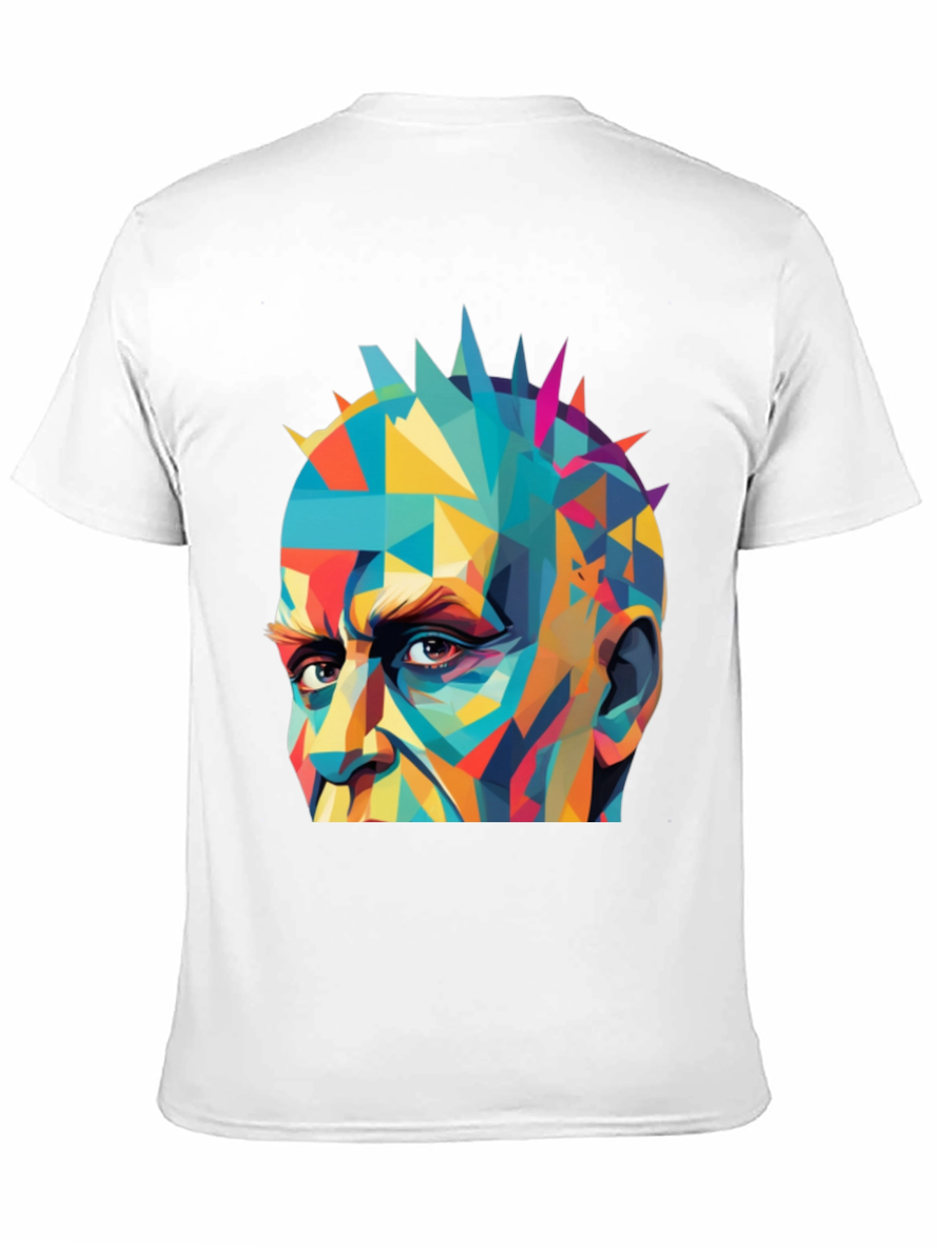 Abstract Geometric Face Graphic Black T-Shirt