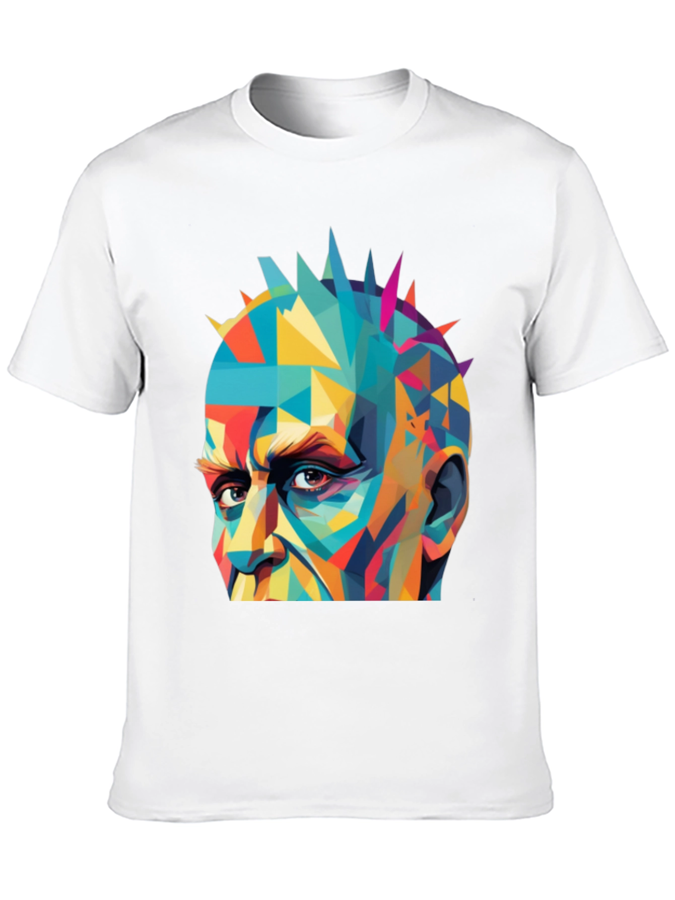 Abstract Geometric Face Graphic Black T-Shirt
