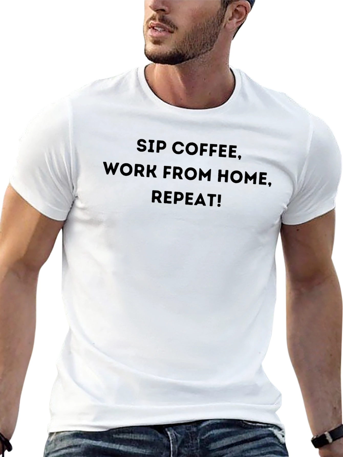Work From Home T-Shirt: Sip Coffee Repeat!