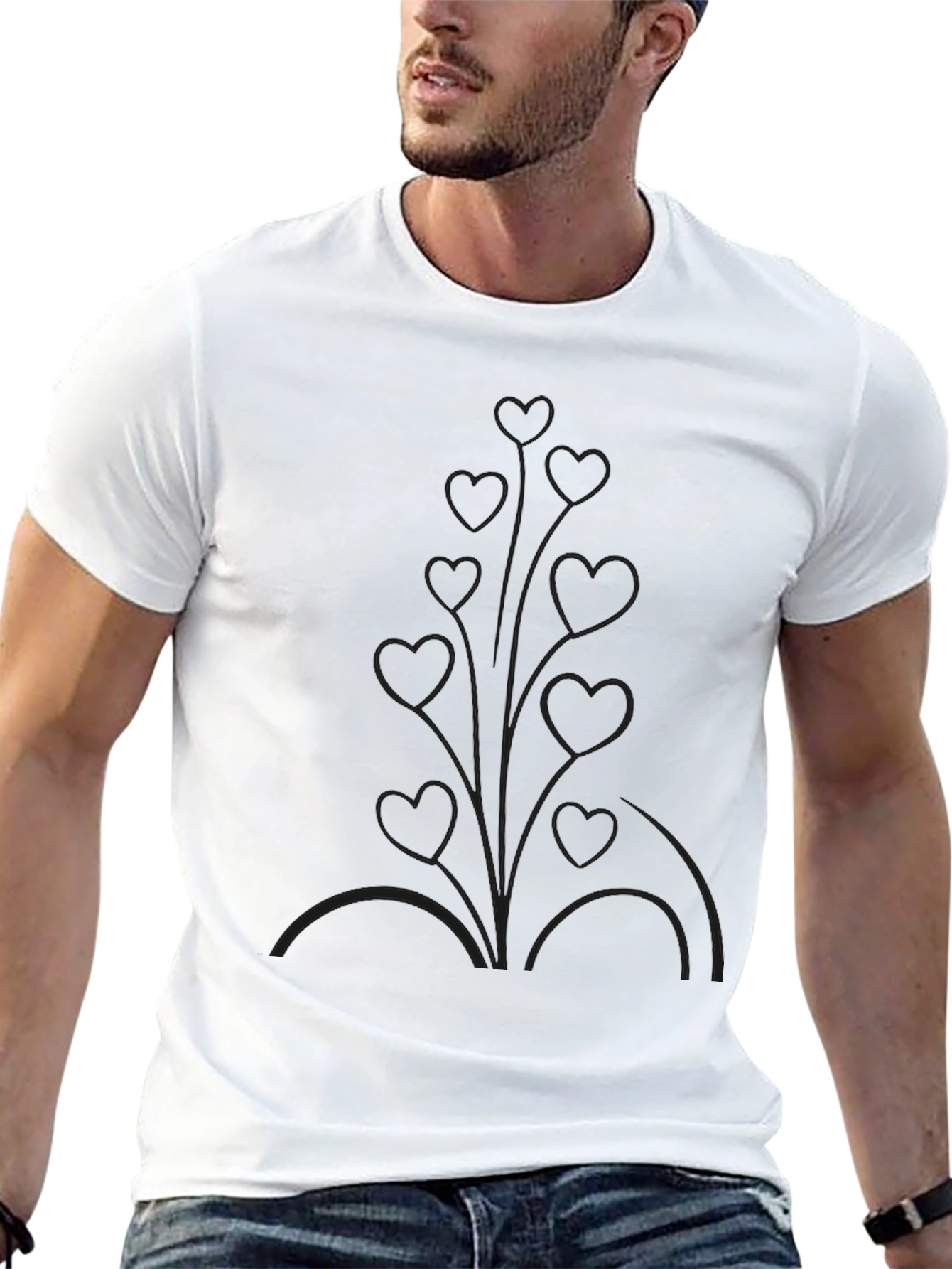 Mens Black Heart Vine Graphic Tee