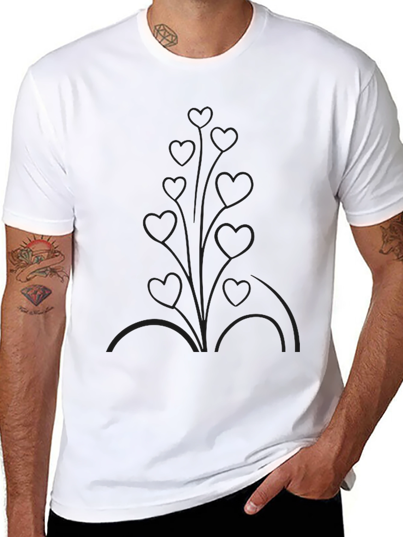 Mens Black Heart Vine Graphic Tee