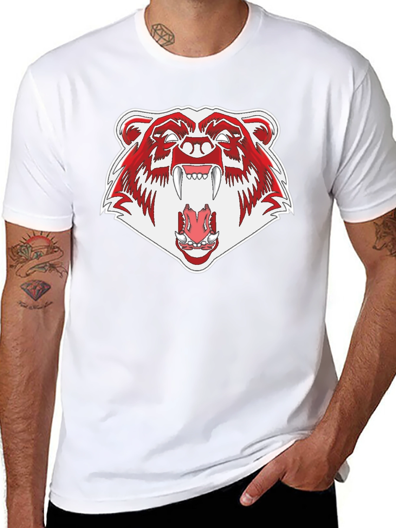 Ferocious Bear Graphic Tee - Black Cotton T-Shirt