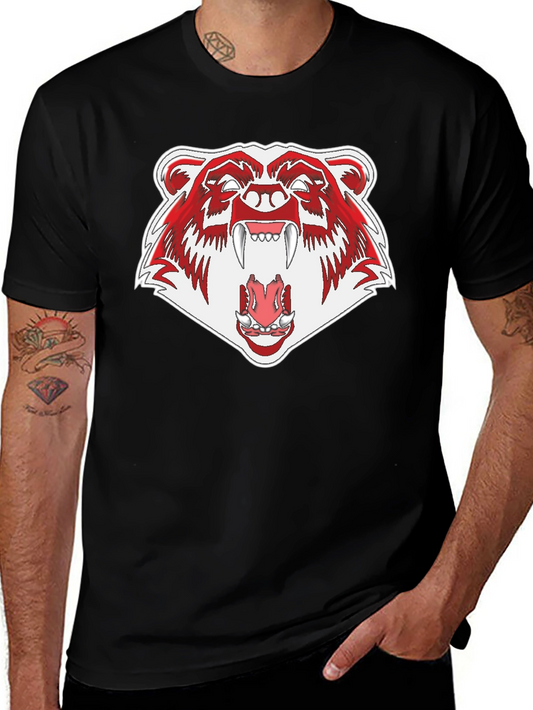Ferocious Bear Graphic Tee - Black Cotton T-Shirt