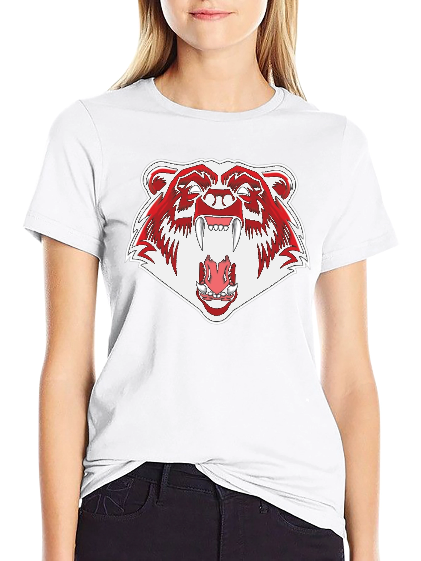 Ferocious Bear Graphic Tee - Black Cotton T-Shirt