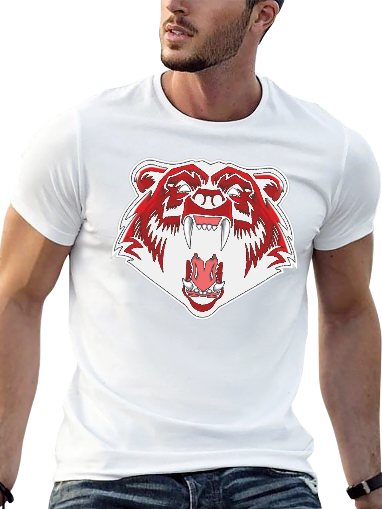 Ferocious Bear Graphic Tee - Black Cotton T-Shirt