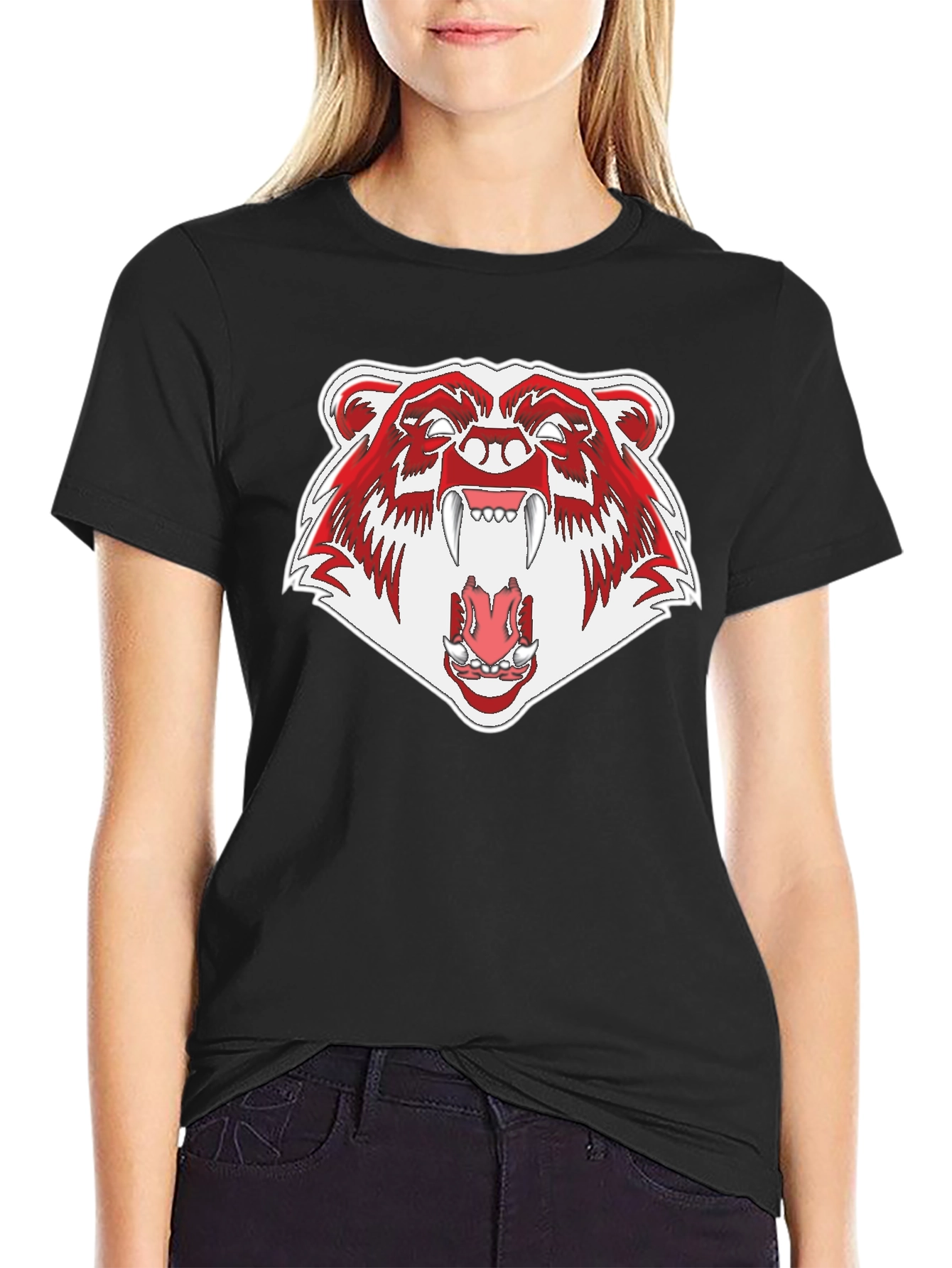 Ferocious Bear Graphic Tee - Black Cotton T-Shirt