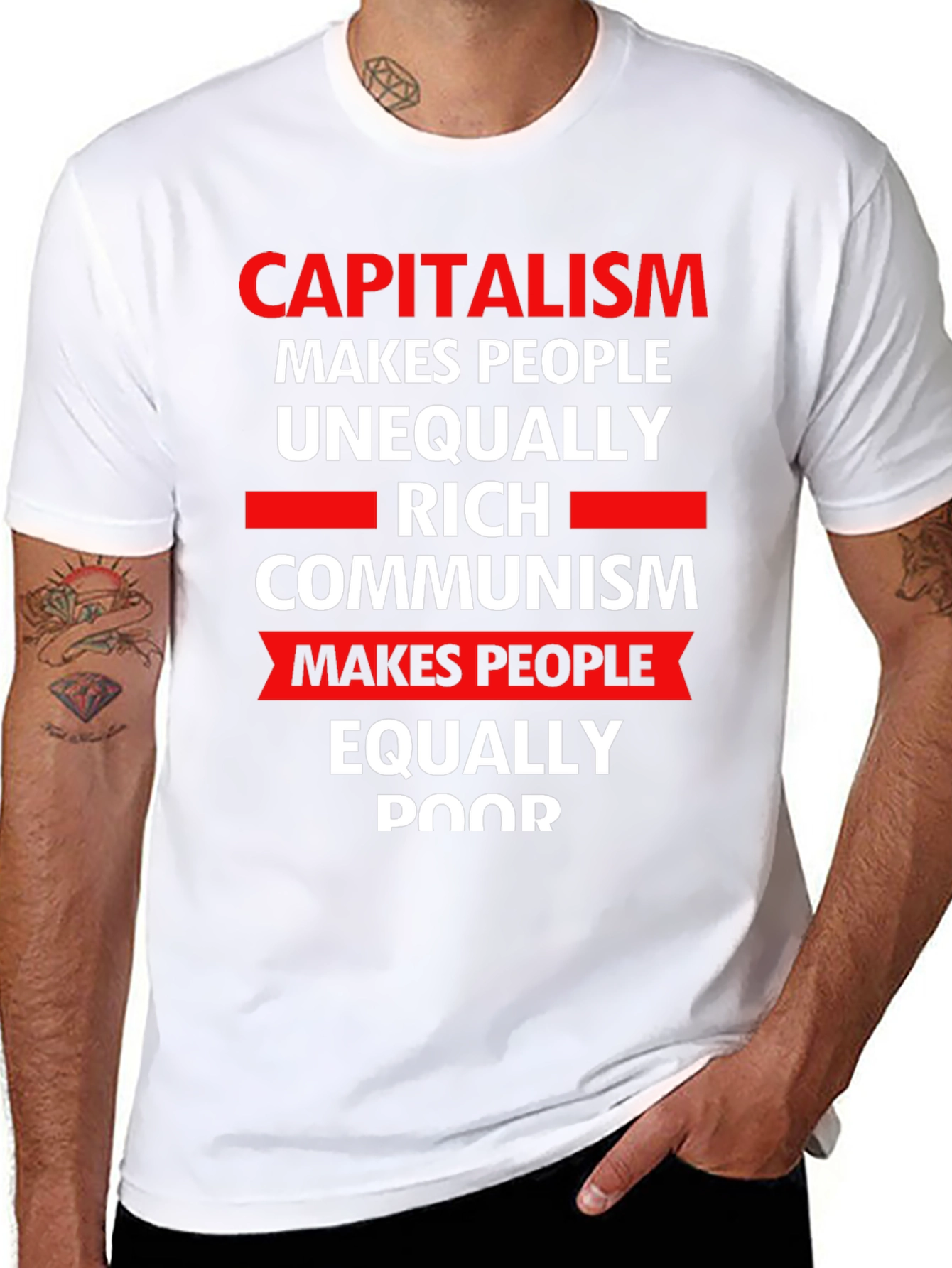 Capitalism vs Communism Slogan Graphic T-Shirt