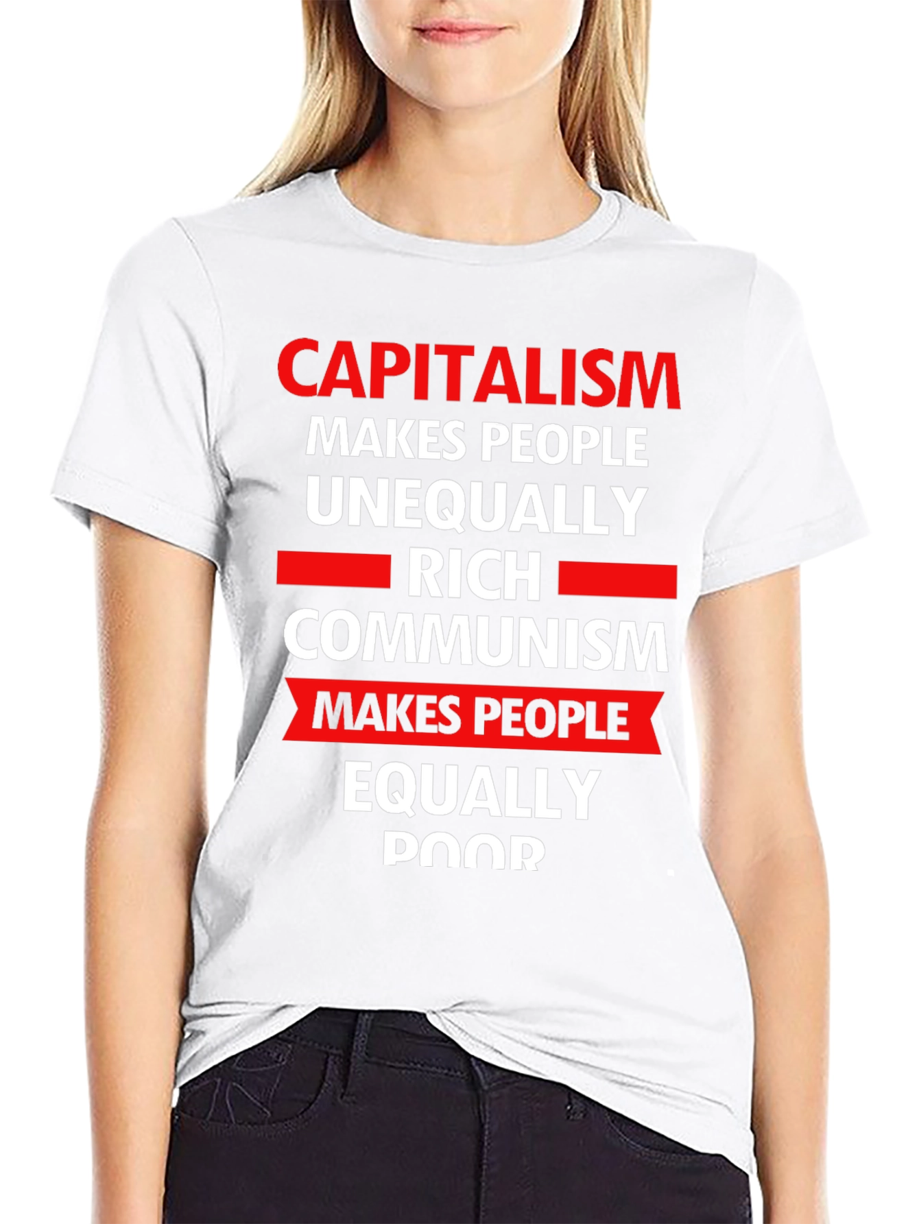 Capitalism vs Communism Slogan Graphic T-Shirt